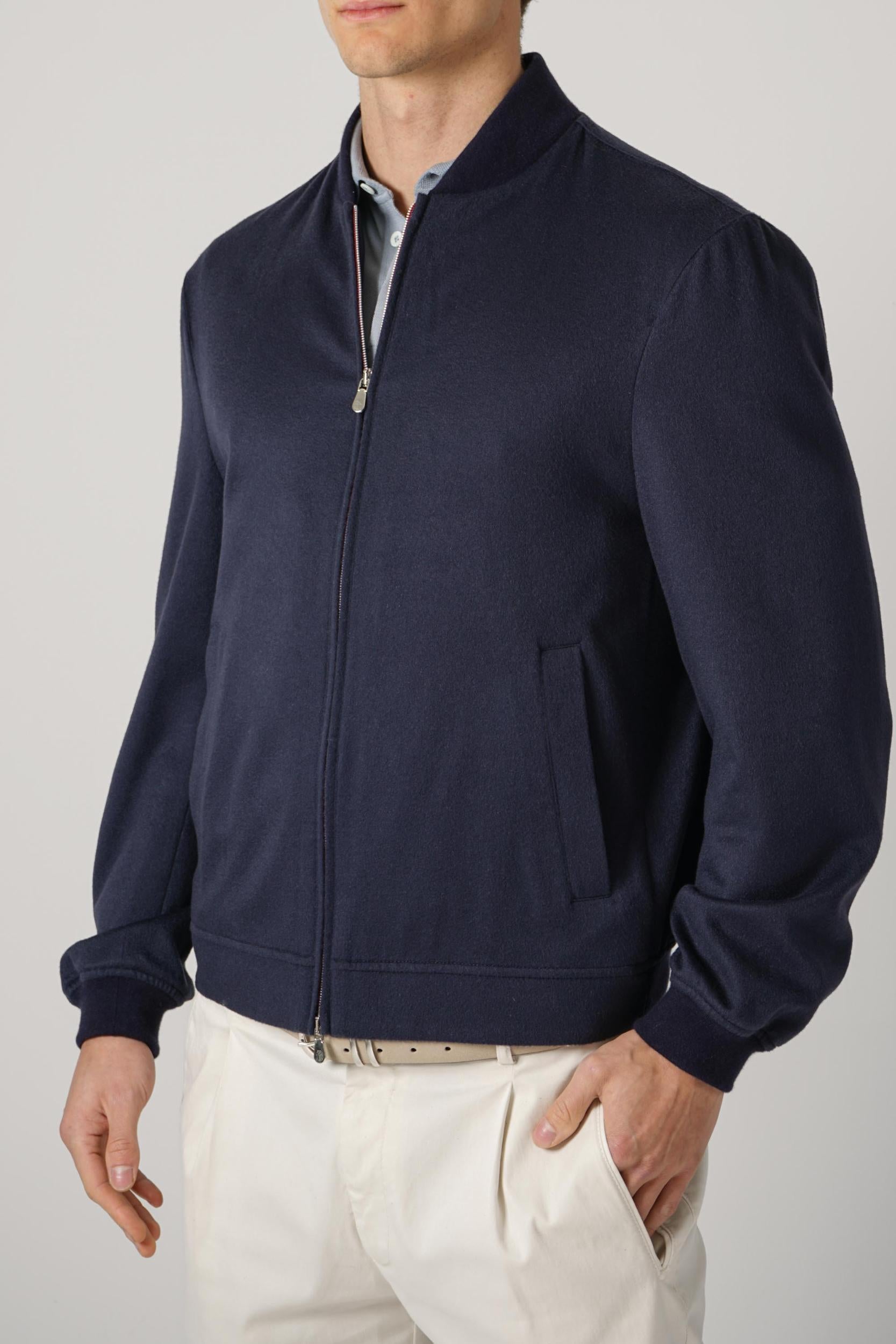 Brunello Cucinelli Cashmere Bomber Avio Blue