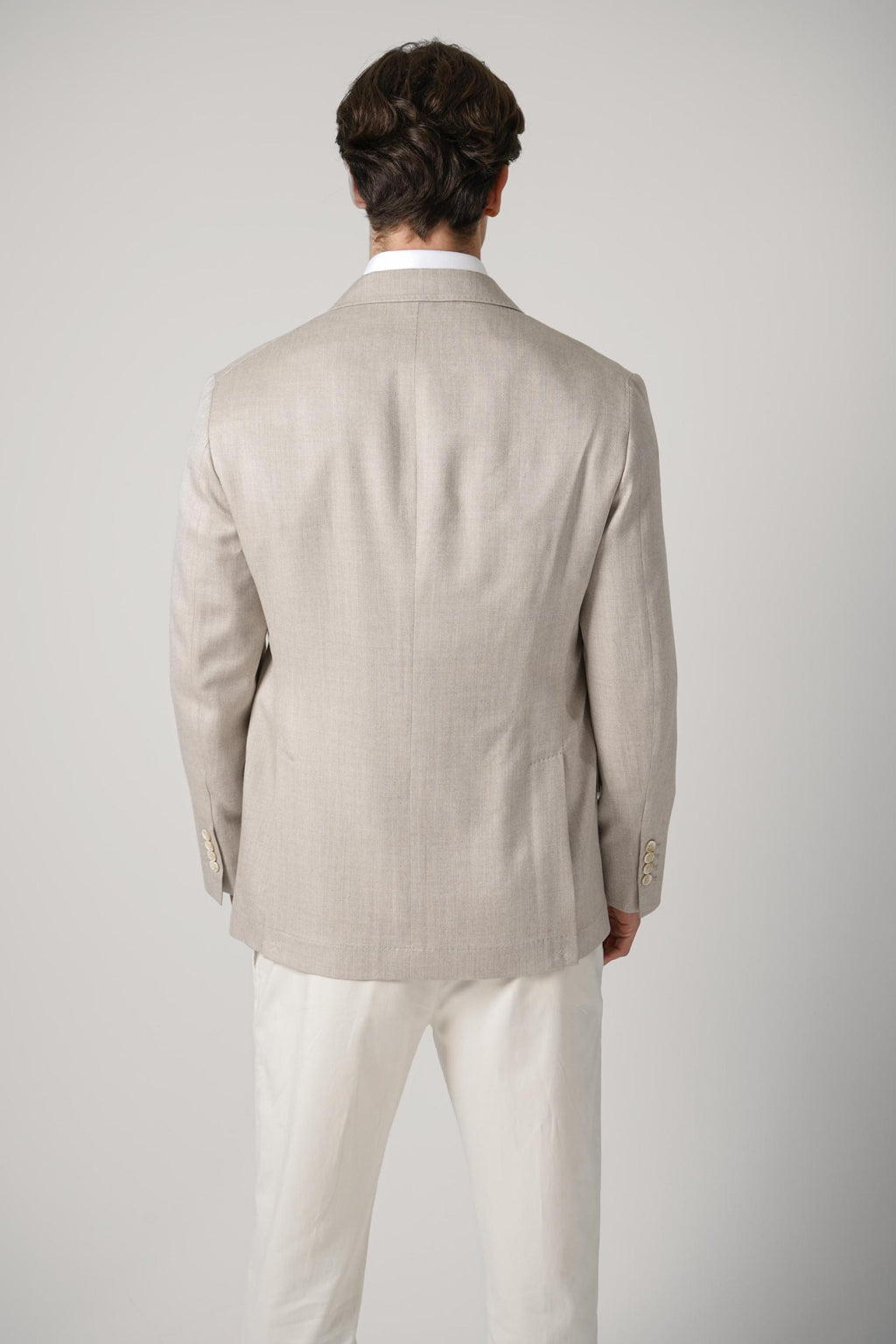 Brunello Cucinelli Cashmere, Silk Hopsack Deconstructed Cavallo Blazer Sand