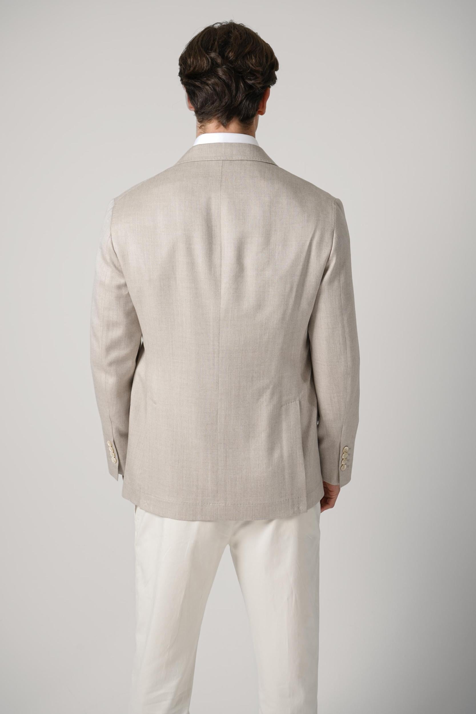 Brunello Cucinelli Cashmere, Silk Hopsack Deconstructed Cavallo Blazer Sand