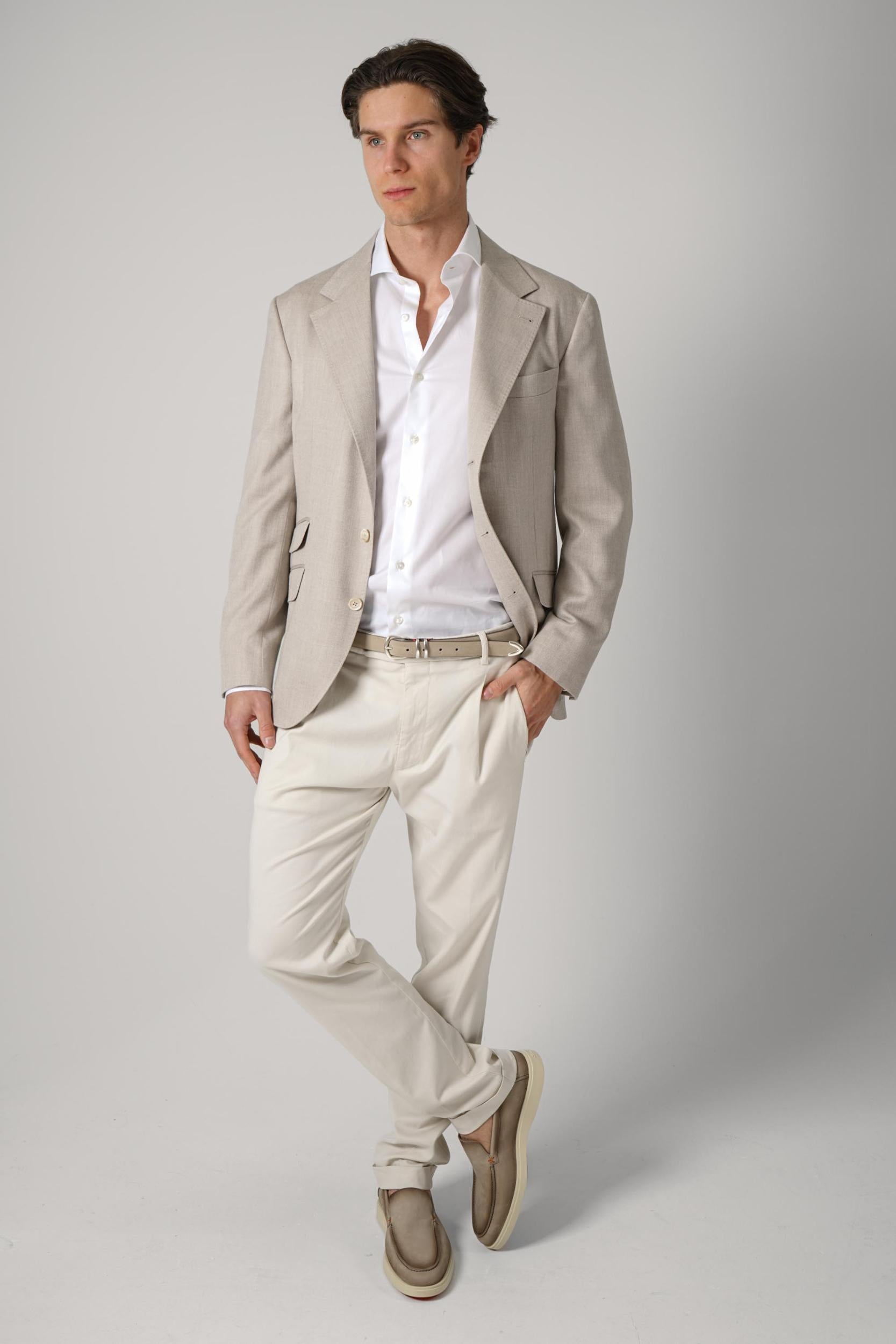 Brunello Cucinelli Cashmere, Silk Hopsack Deconstructed Cavallo Blazer Sand