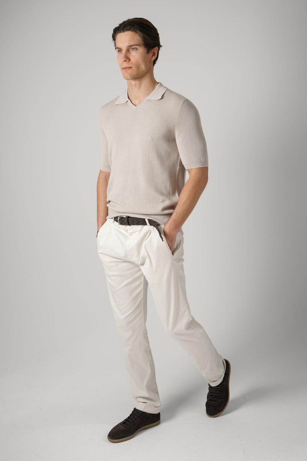 Brunello Cucinelli Cotton English Rib Knit Polo Yuta