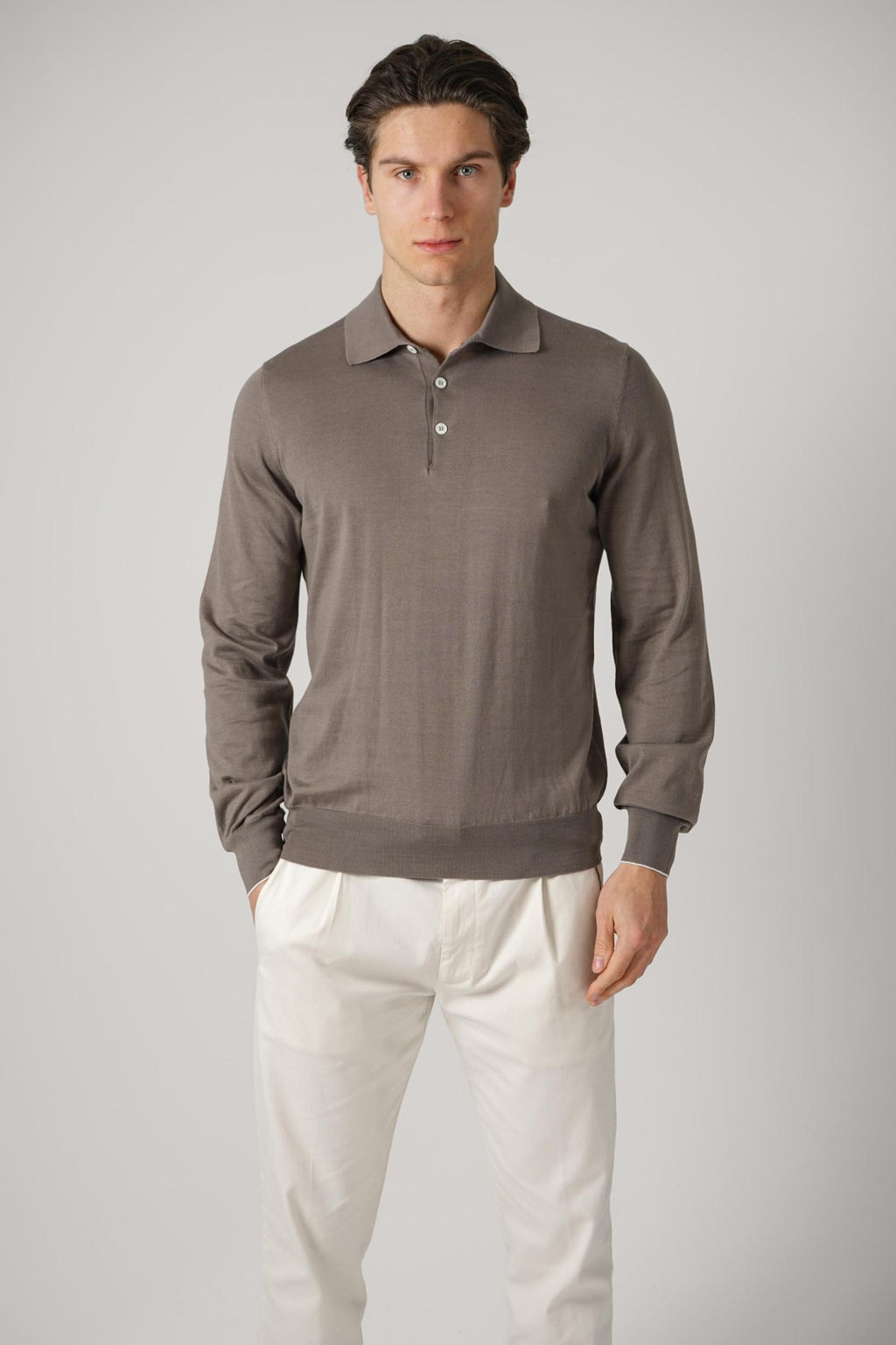Brunello Cucinelli Cotton Knit Polo Shirt Hazelnut