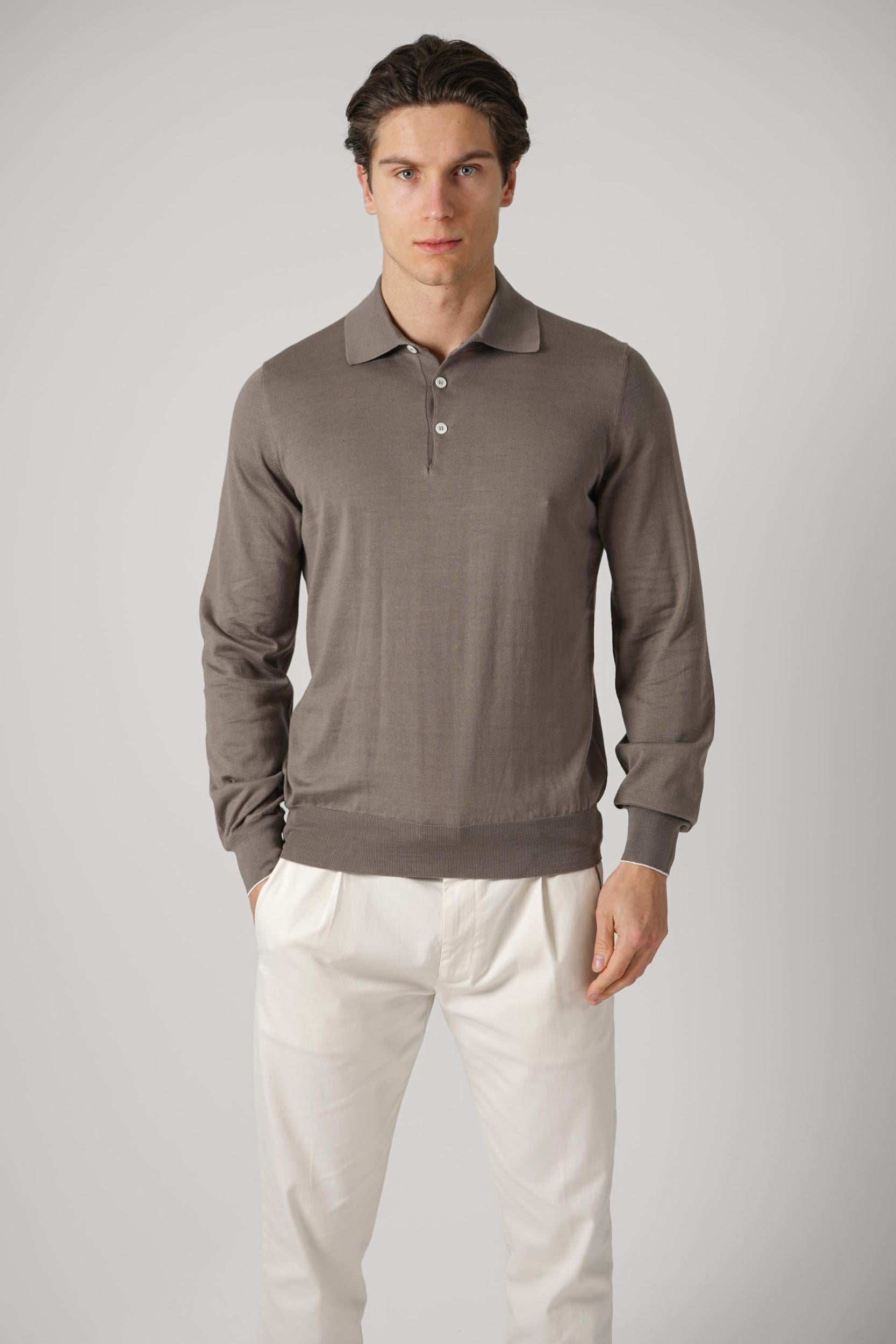 Brunello Cucinelli Cotton Knit Polo Shirt Hazelnut