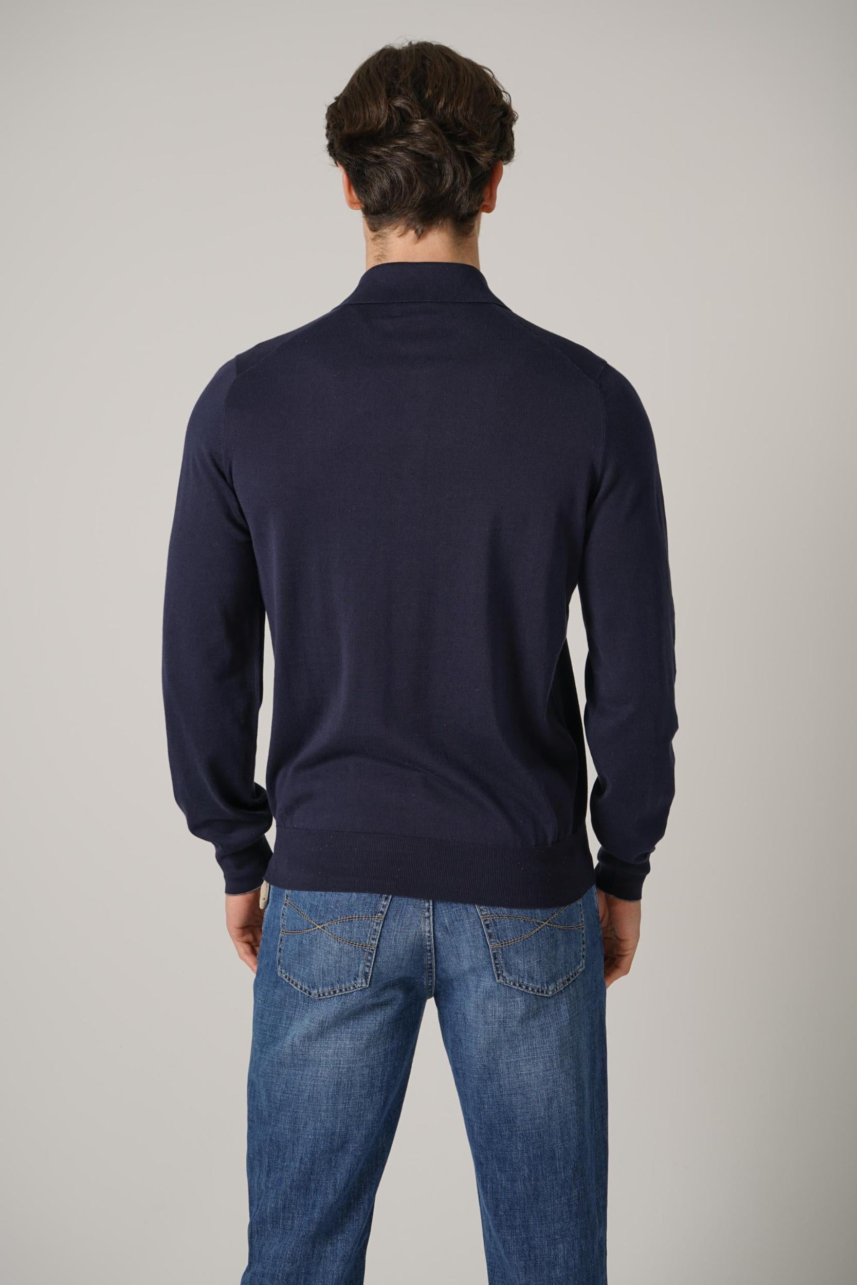 Brunello Cucinelli Cotton Knit Polo Shirt Navy