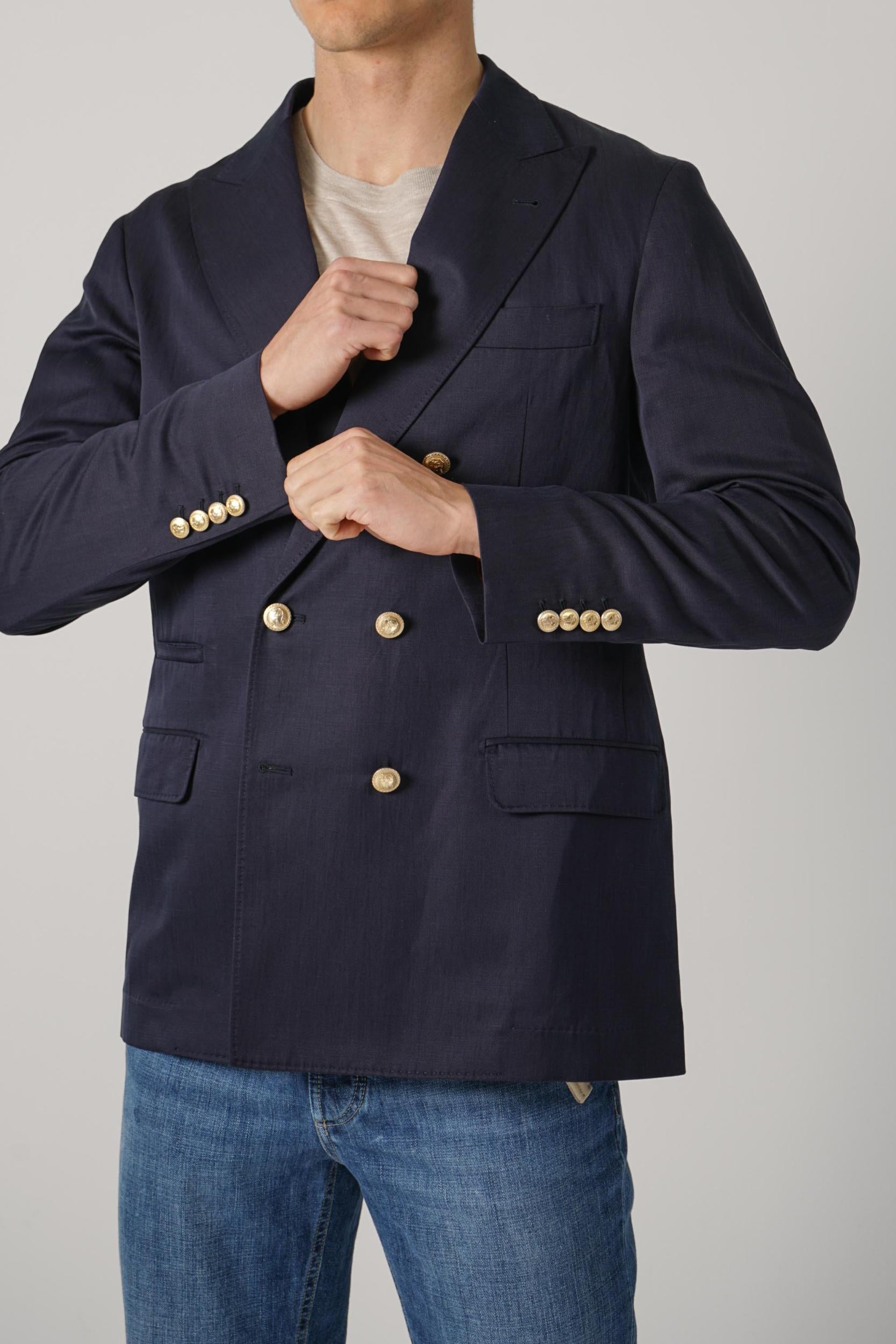 Brunello Cucinelli Délavé Silk And Linen Twill One-And-A-Half Breasted Deconstructed Blazer Navy Blue
