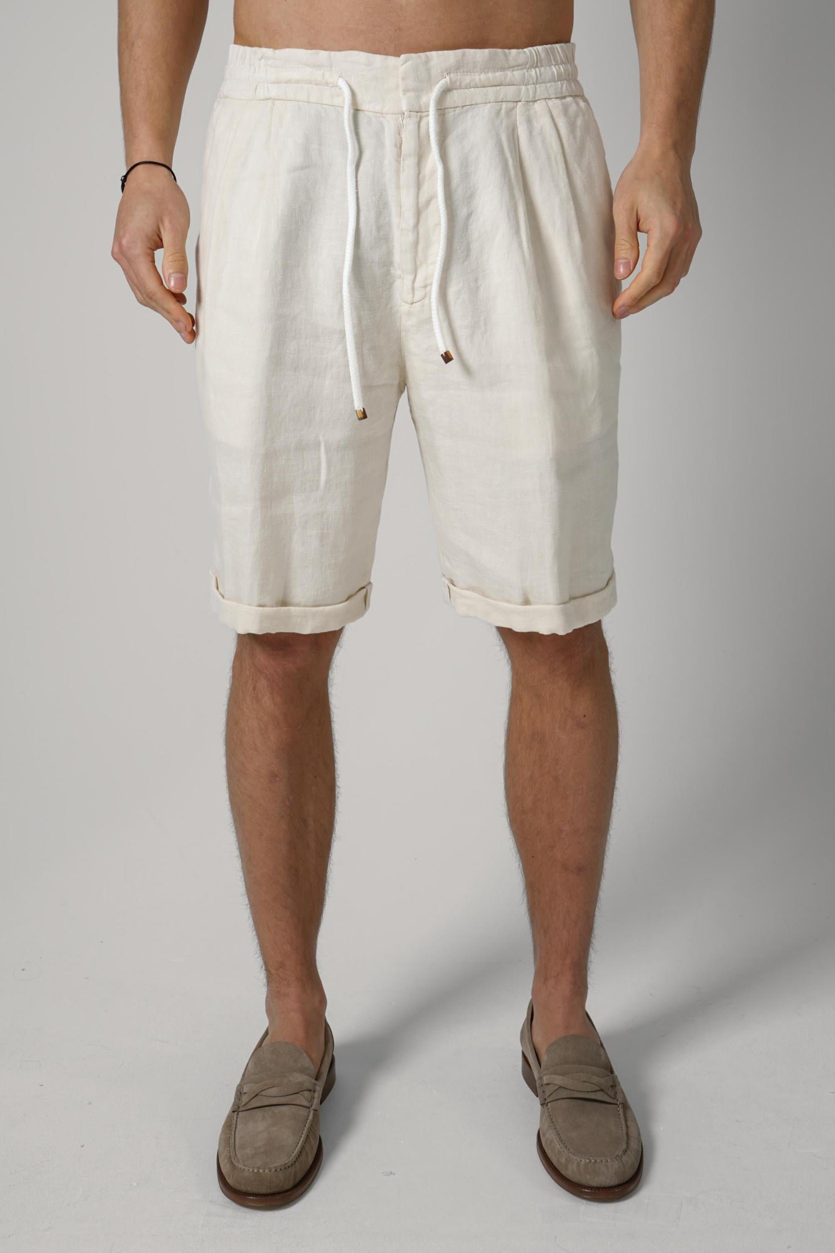 Brunello Cucinelli Garment Dyed Bermuda Linen Shorts Off White