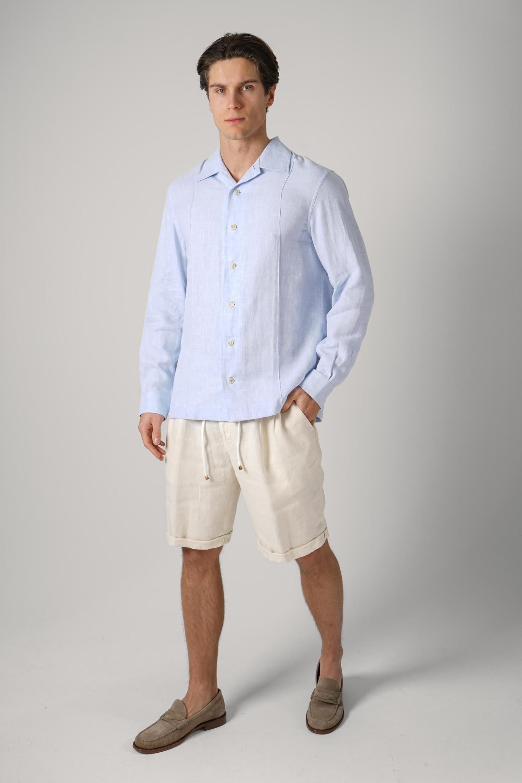 Brunello Cucinelli Garment Dyed Bermuda Linen Shorts Off White