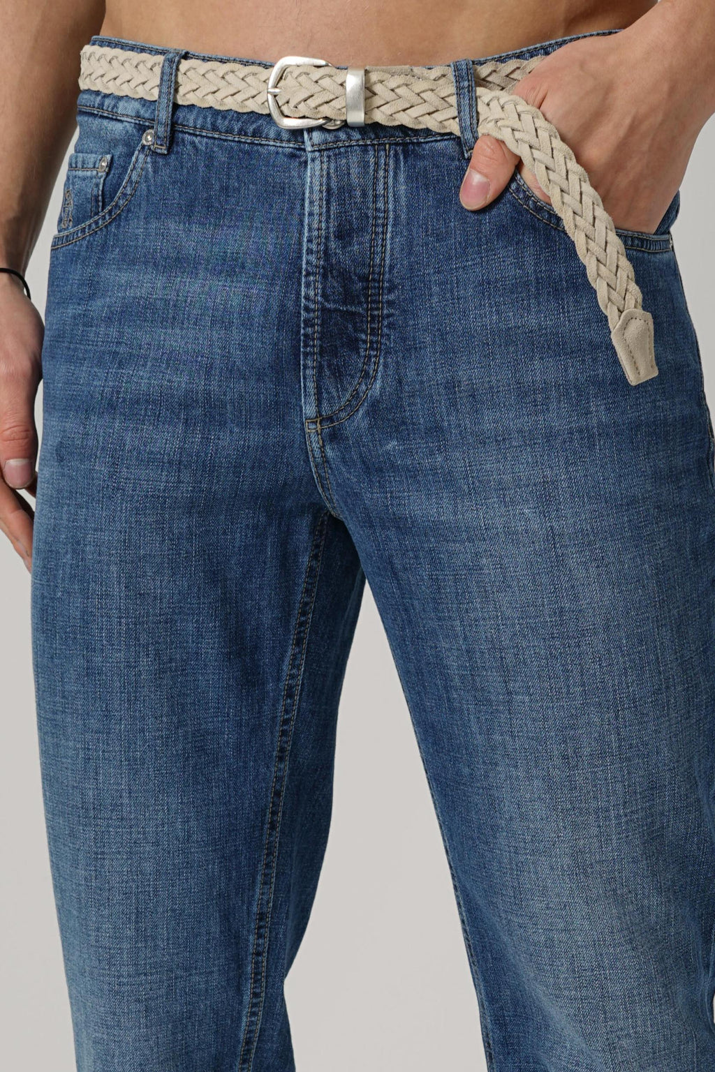 Brunello Cucinelli Lightweight Denim Traditional Fit Five-Pocket Trousers Light Denim