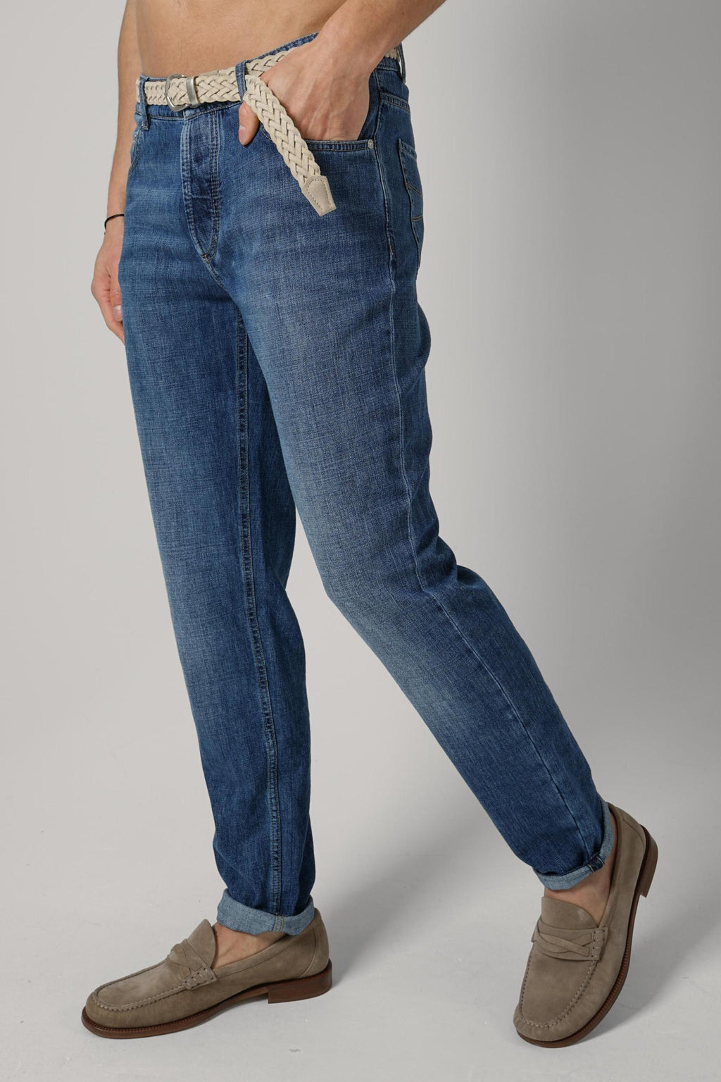 Brunello Cucinelli Lightweight Denim Traditional Fit Five-Pocket Trousers Light Denim