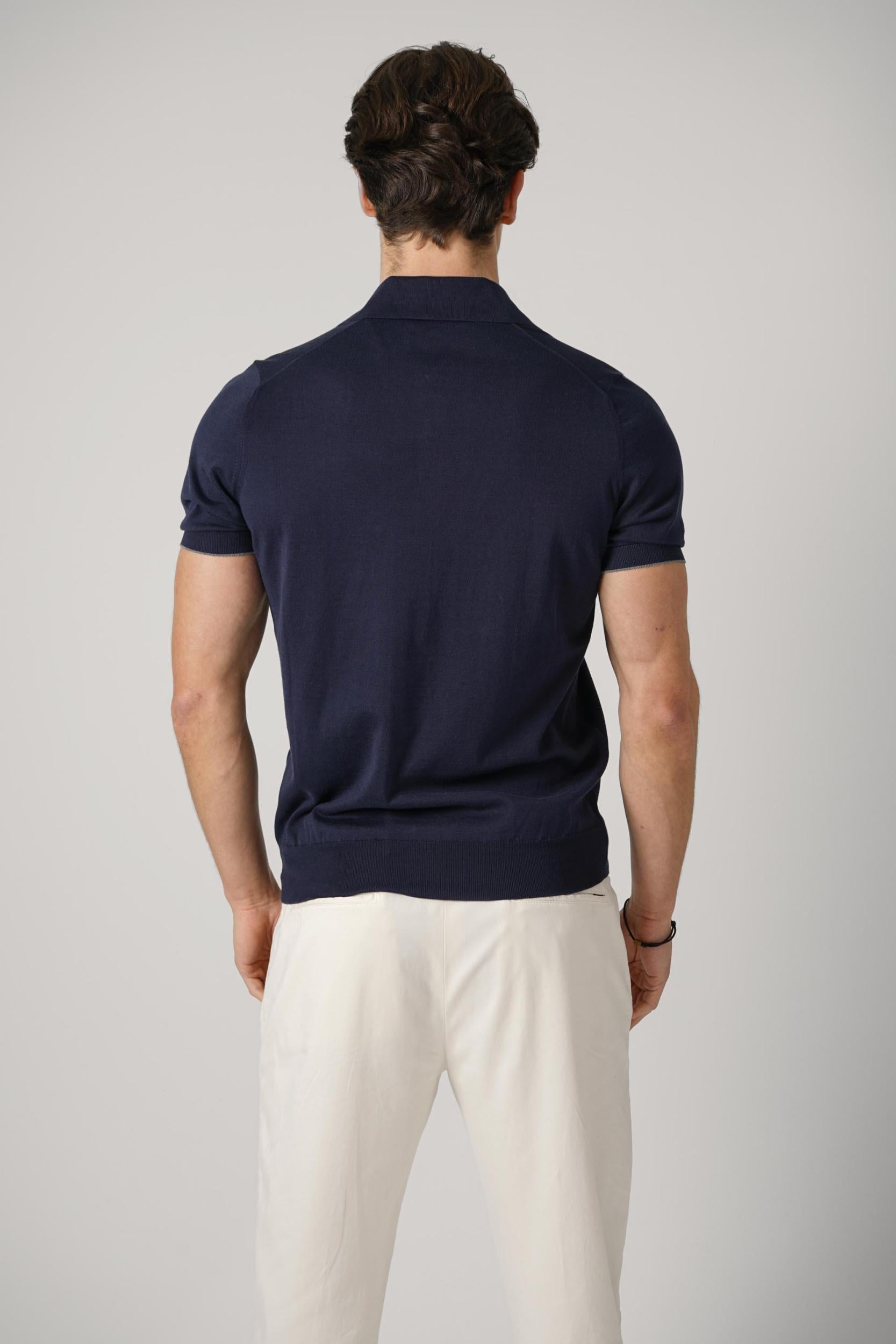 Brunello Cucinelli Lightweight Knit Polo Navy