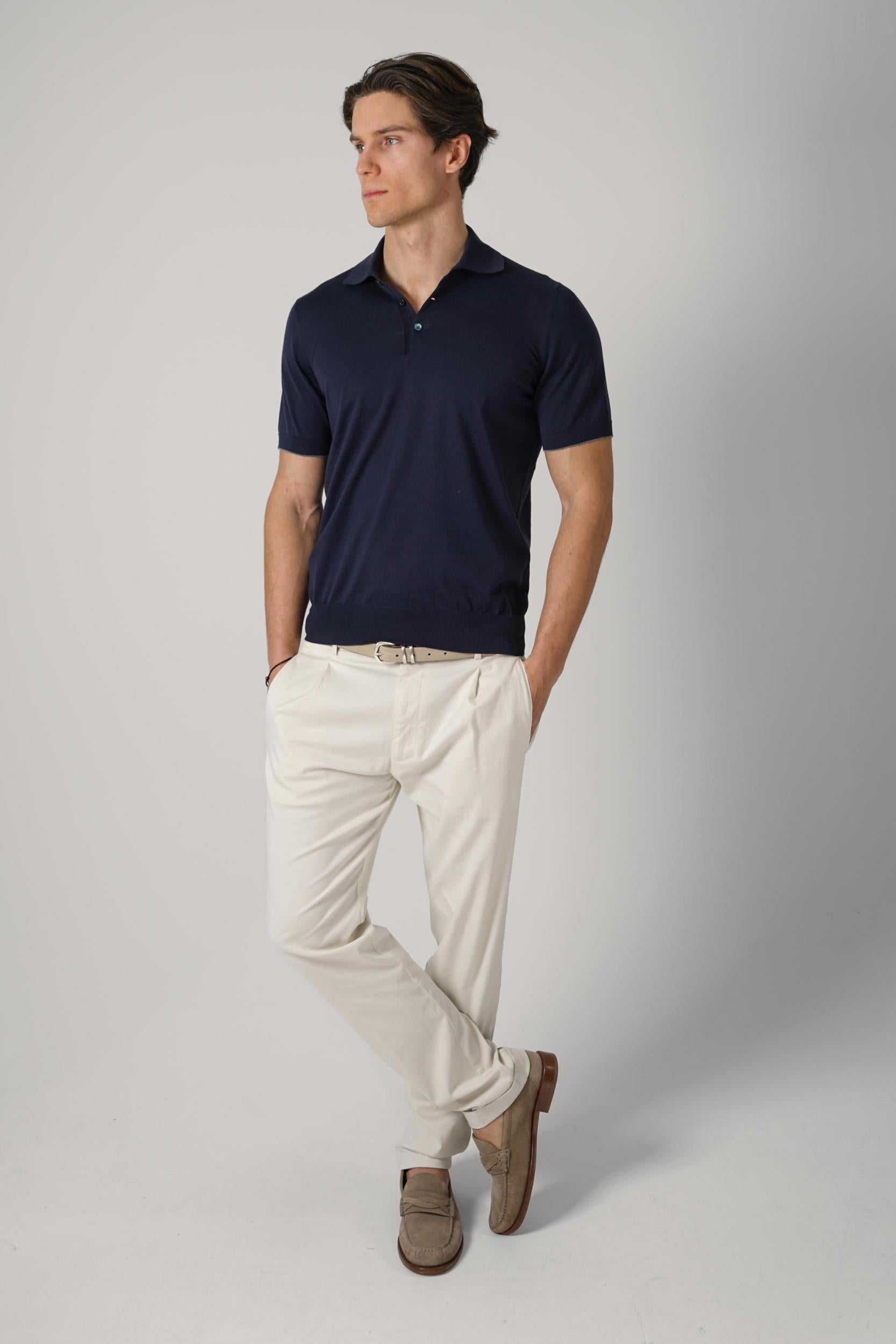 Brunello Cucinelli Lightweight Knit Polo Navy