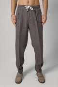 Brunello Cucinelli Linen And Virgin Wool Chevron Trousers Hazelnut Brown