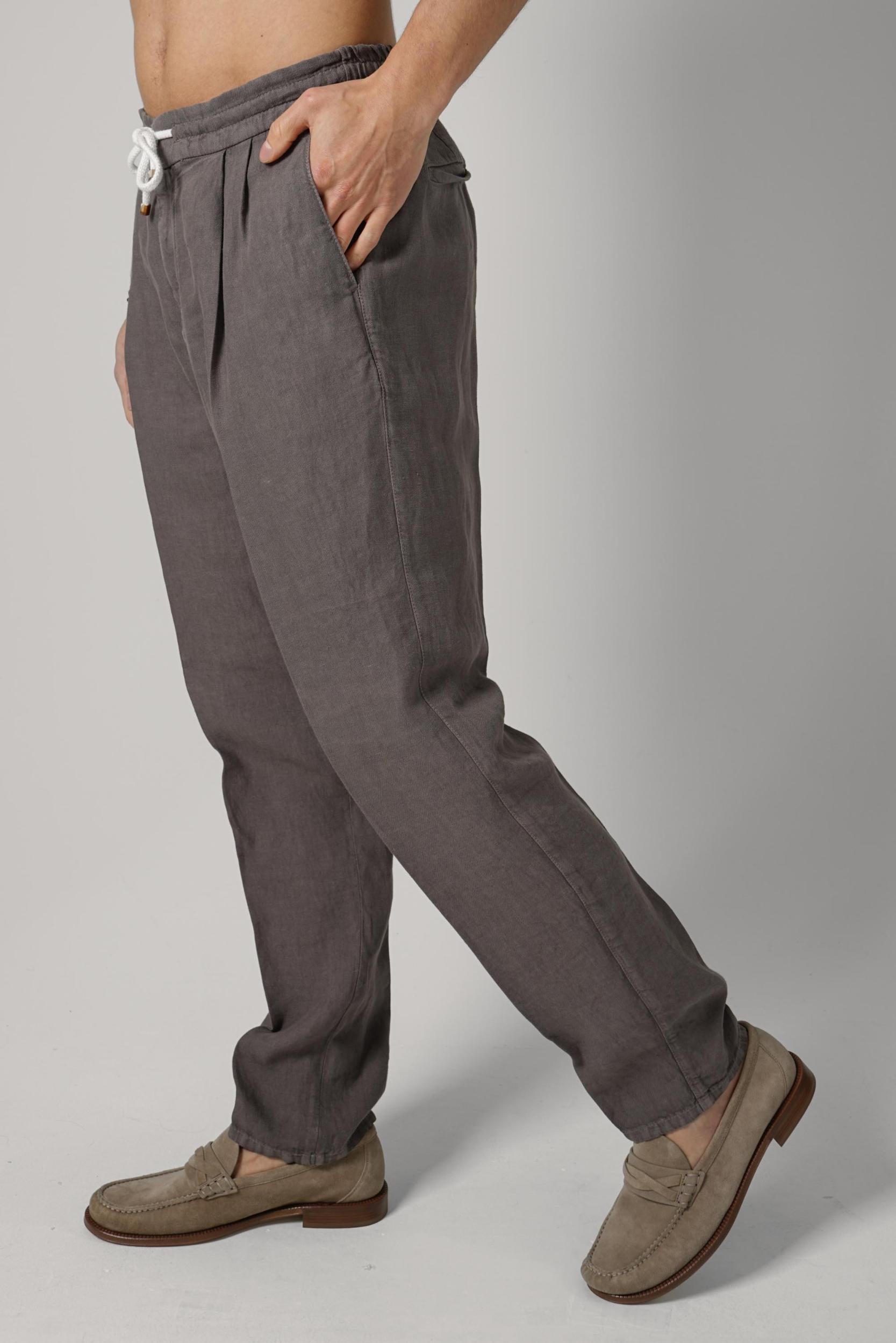 Brunello Cucinelli Linen And Virgin Wool Chevron Trousers Hazelnut Brown