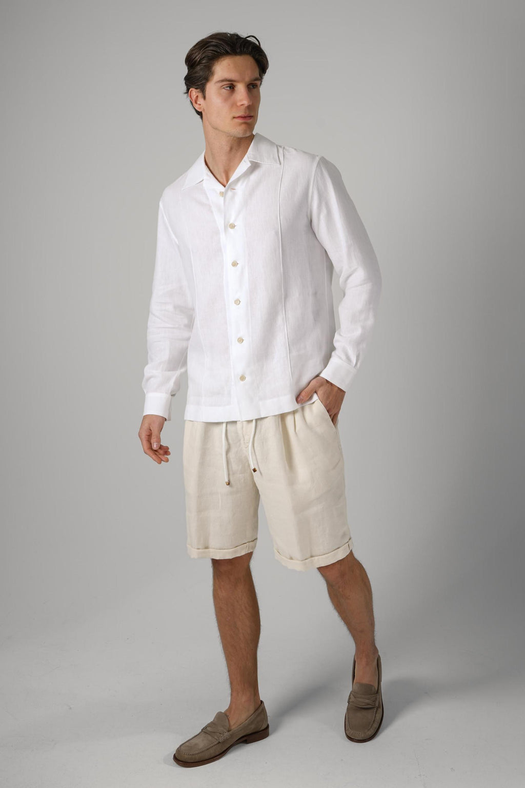 Brunello Cucinelli Linen Mix Shirt White
