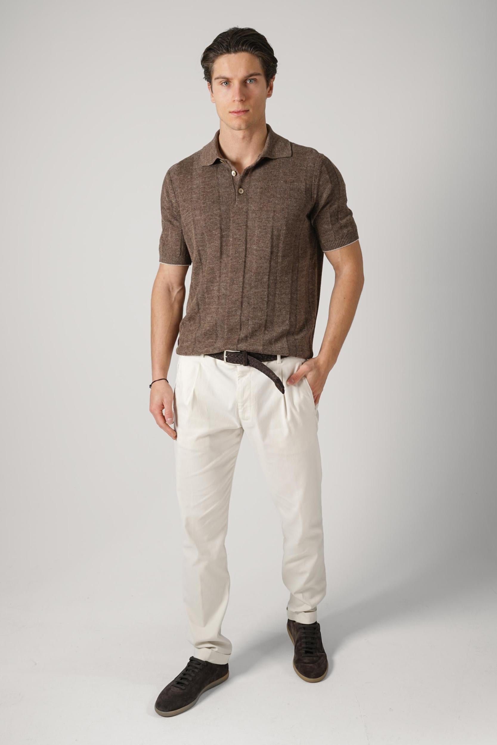 Brunello Cucinelli Rib Knit Polo Hazelnut