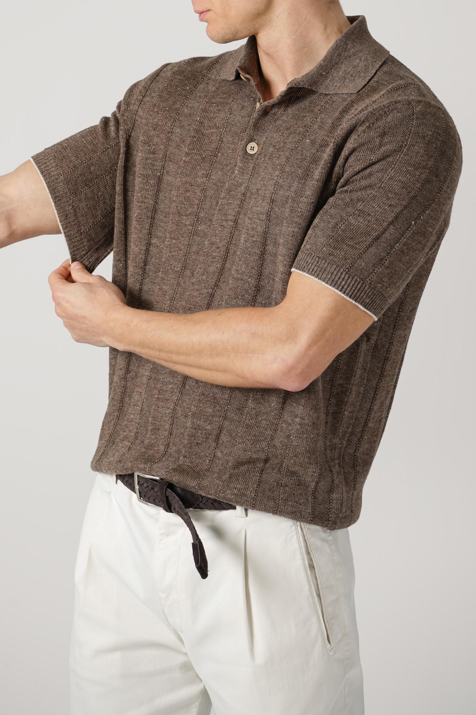 Brunello Cucinelli Rib Knit Polo Hazelnut