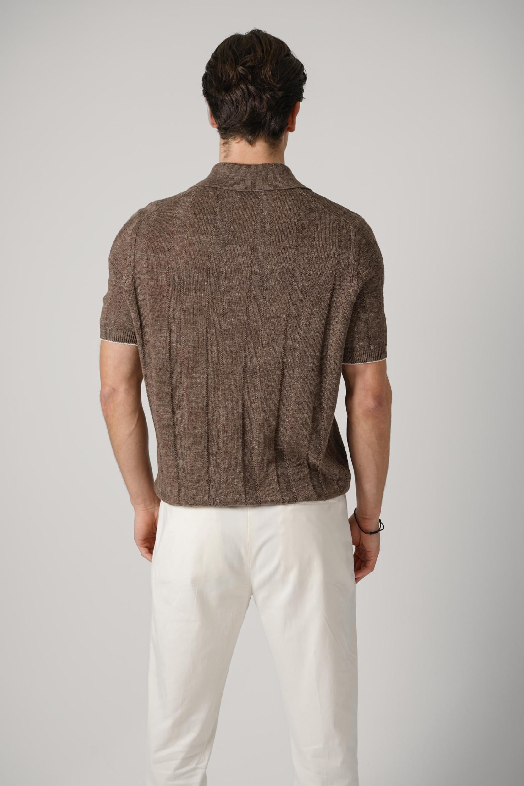 Brunello Cucinelli Rib Knit Polo Hazelnut