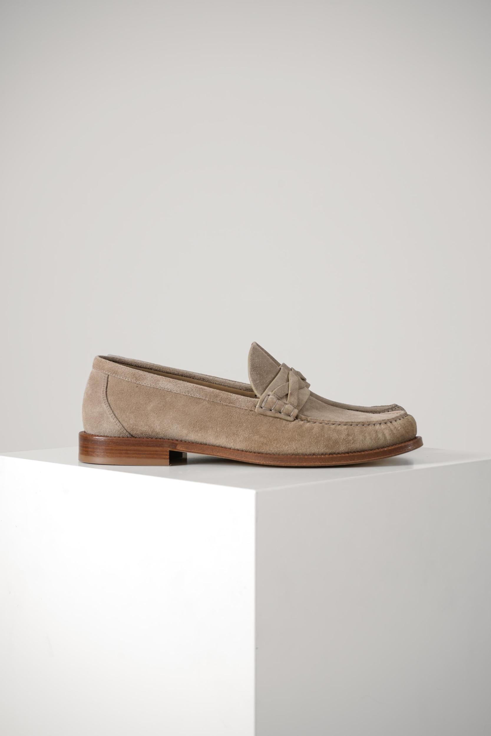 Brunello Cucinelli Suede Loafers Taupe Smoke