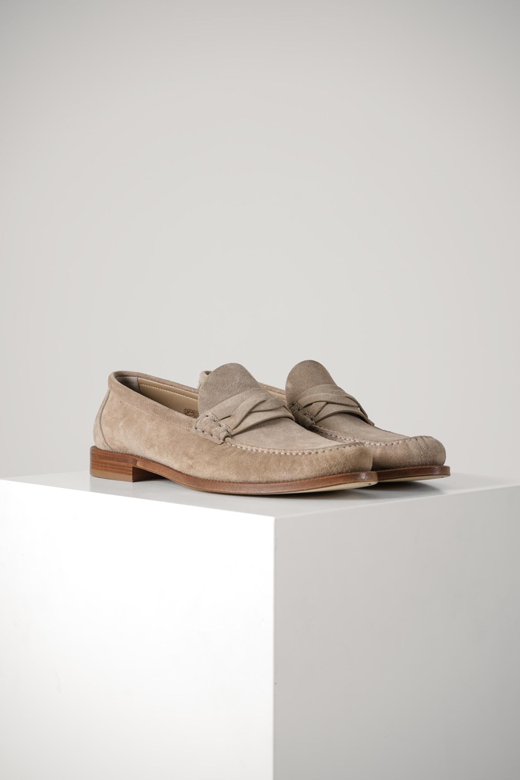 Brunello Cucinelli Suede Loafers Taupe Smoke