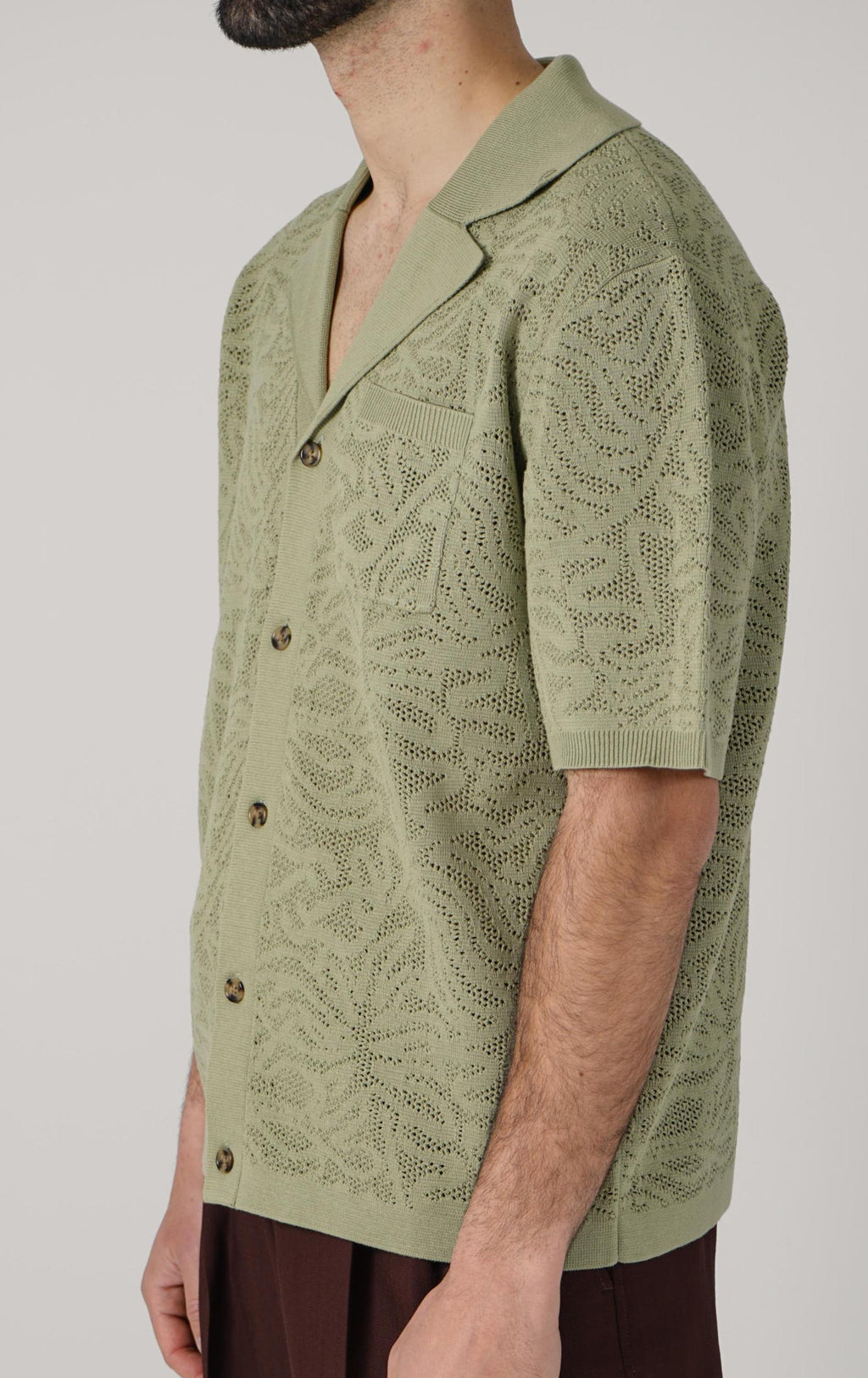 Drôle De Monsieur Chemise Maille Dentelle Kaki