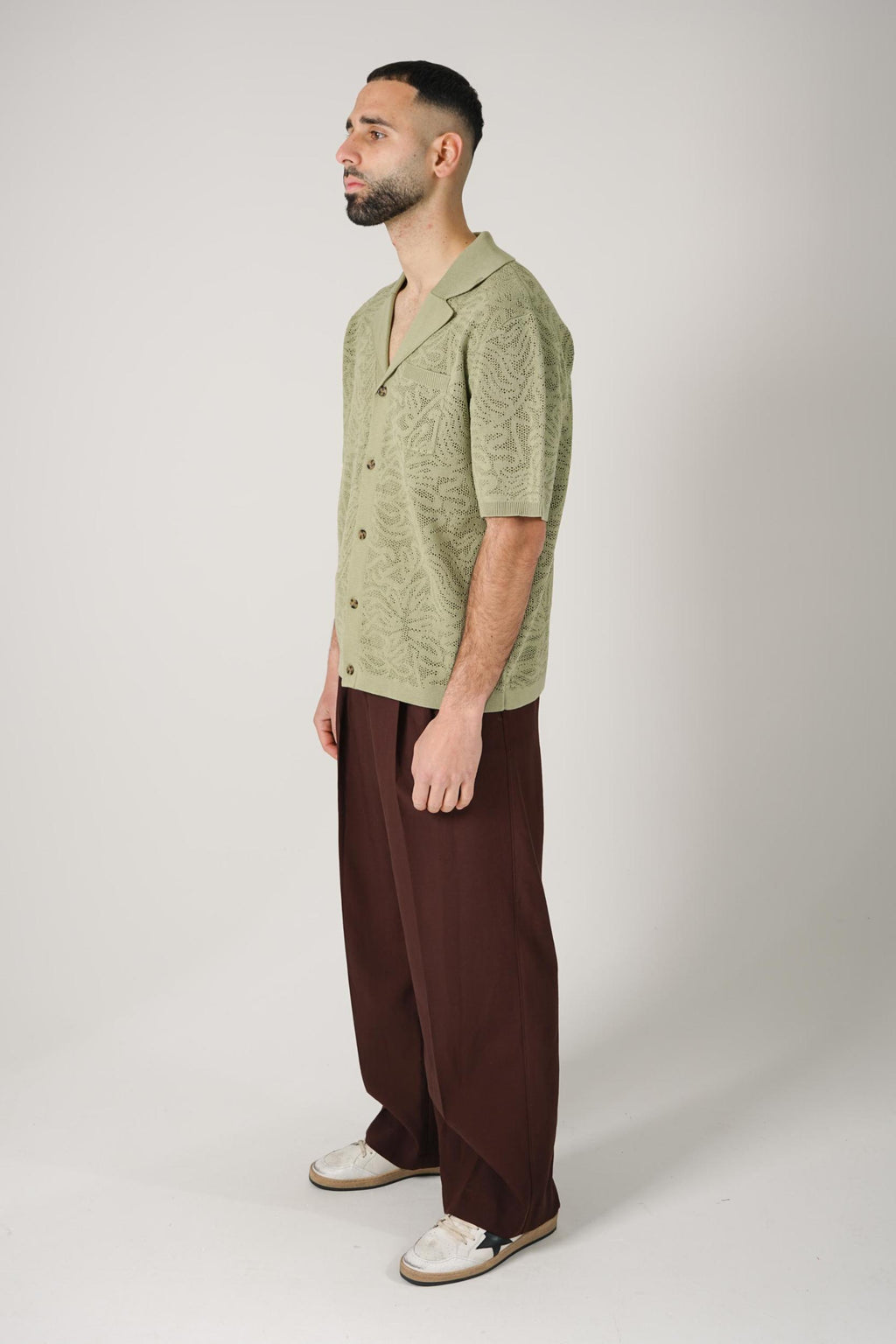 Drôle De Monsieur Chemise Maille Dentelle Kaki