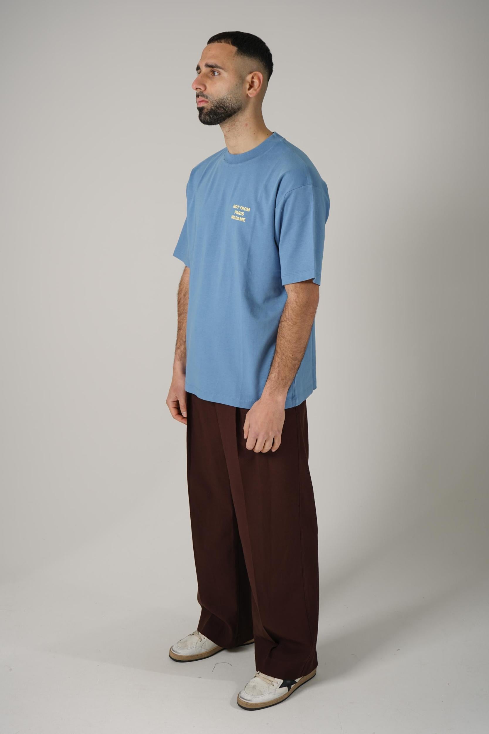 Drôle De Monsieur Le T-Shirt Slogan Atlantic Blue