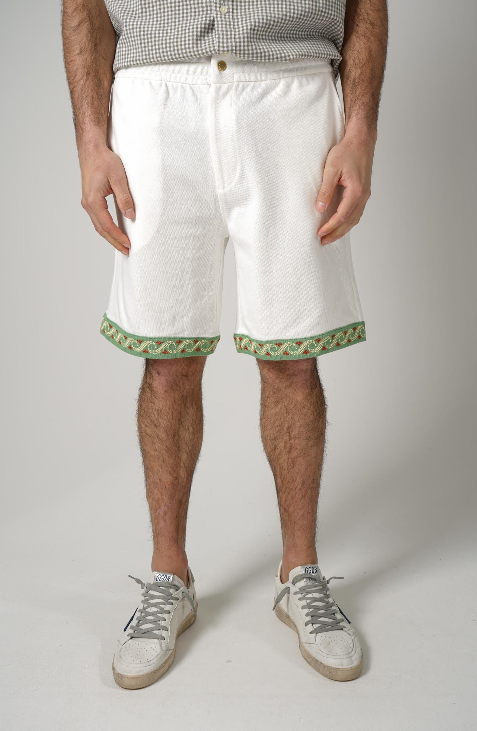 Drôle De Monsieur Short Piqué Brodé Off White