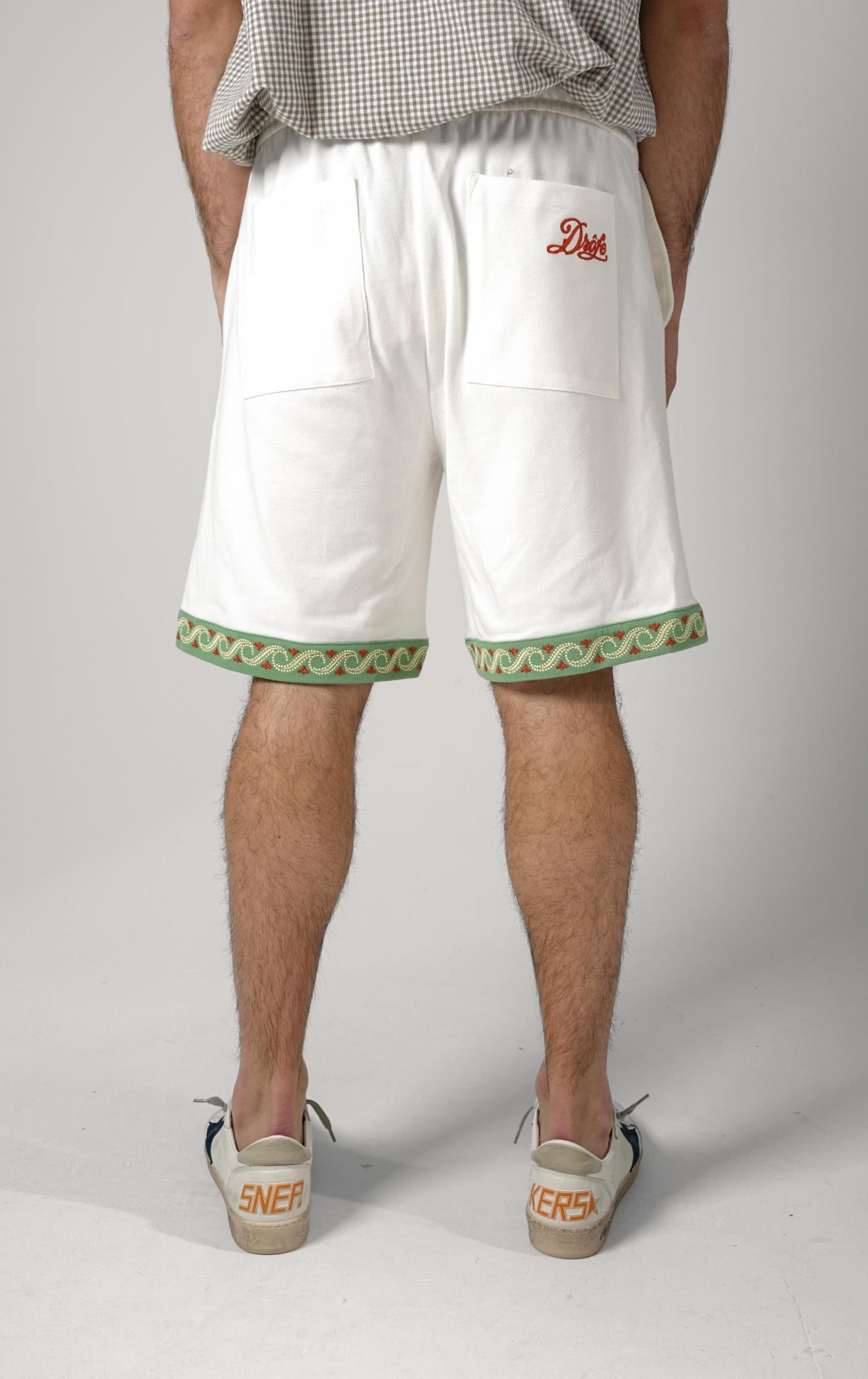 Drôle De Monsieur Short Piqué Brodé Off White