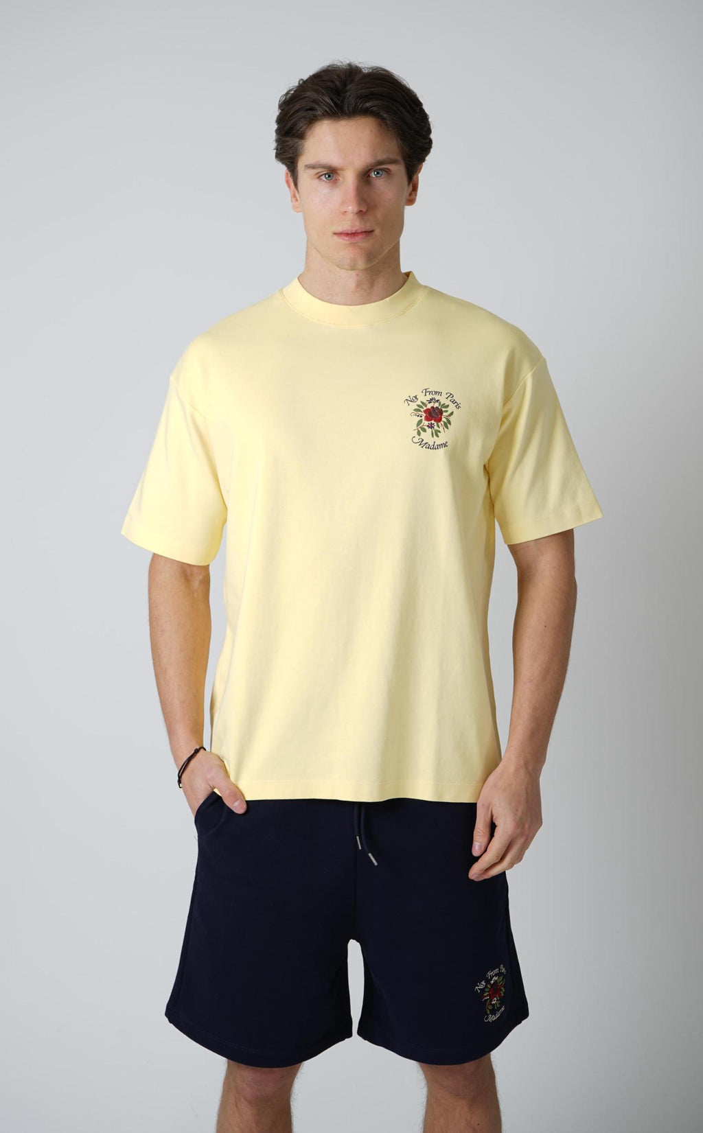 Drôle De Monsieur T-Shirt Slogan Rose Light Yellow