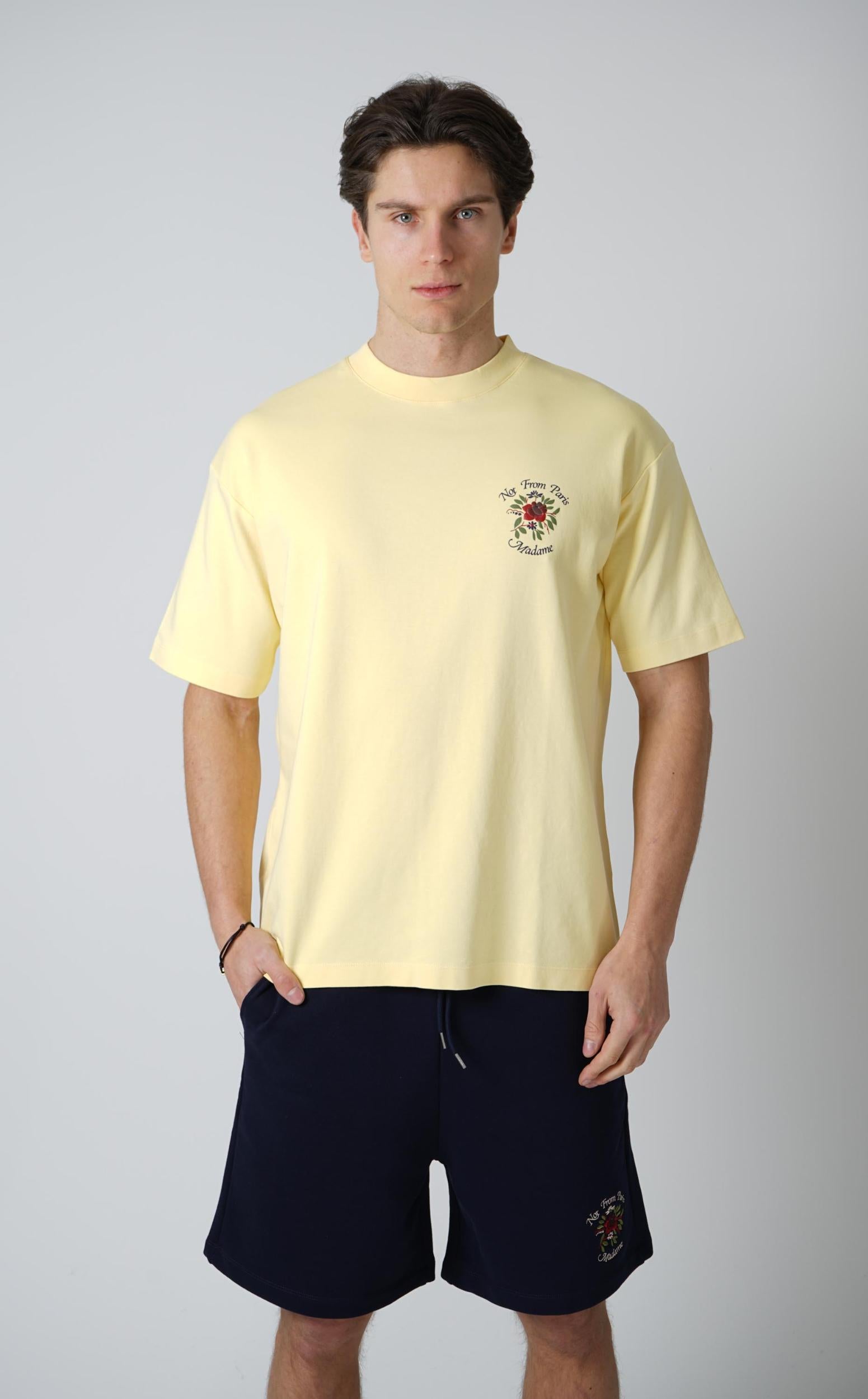 Drôle De Monsieur T-Shirt Slogan Rose Light Yellow