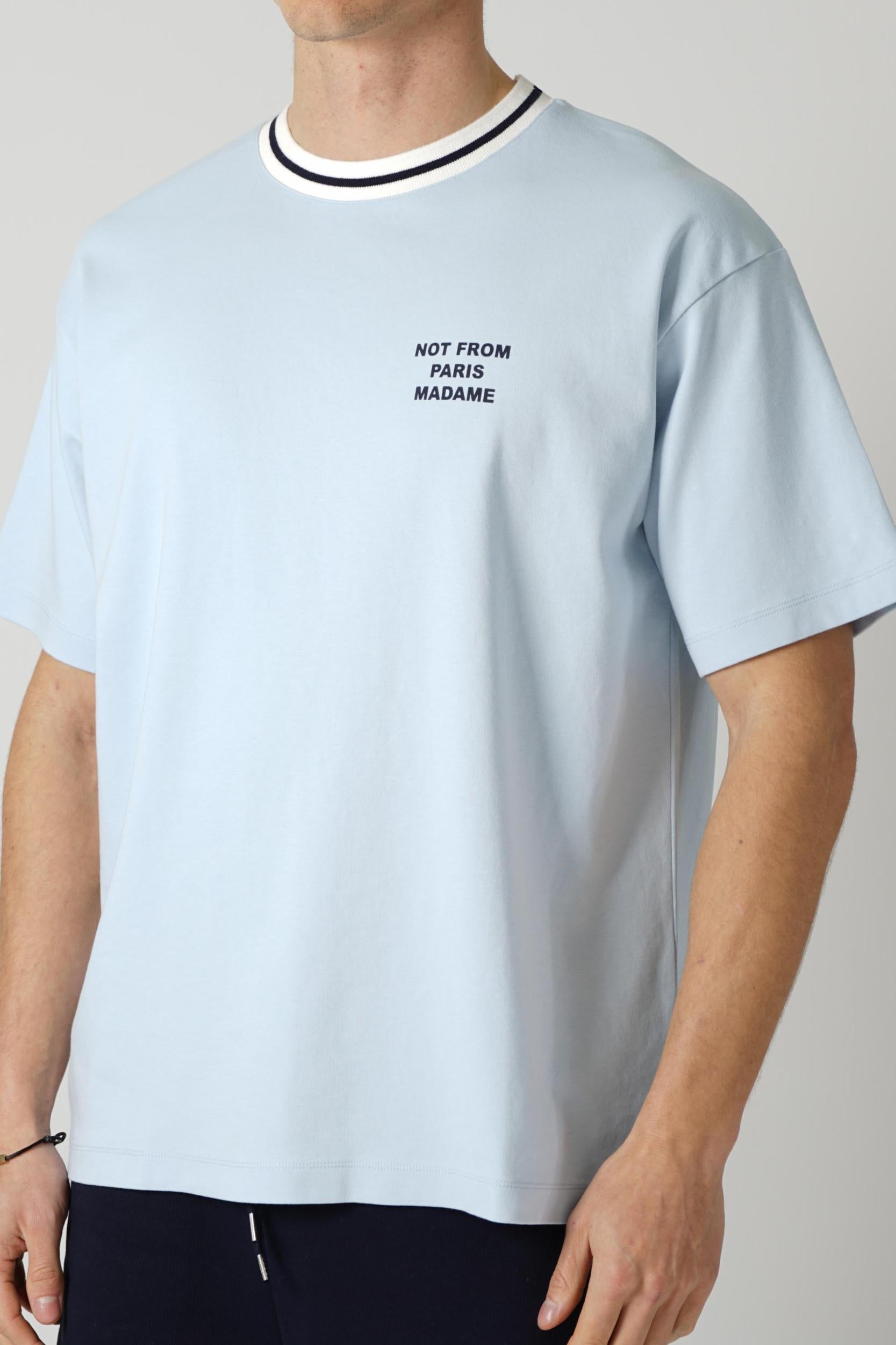 Drôle De Monsieur T-Shirt Slogan Sport Light Blue