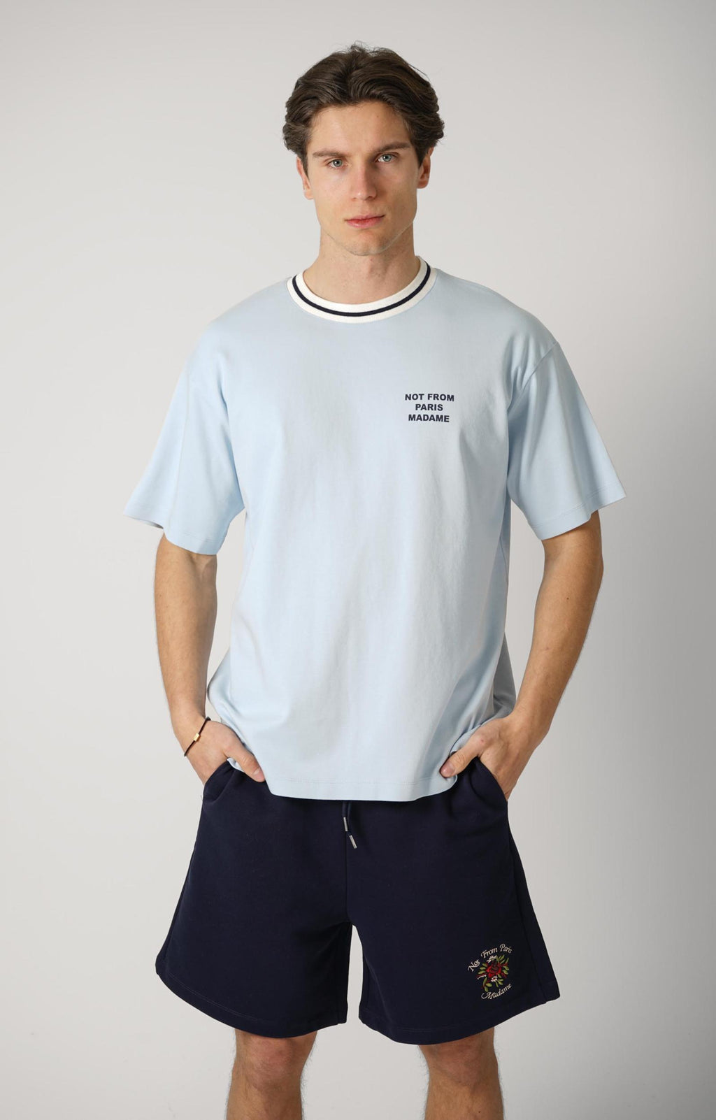 Drôle De Monsieur T-Shirt Slogan Sport Light Blue