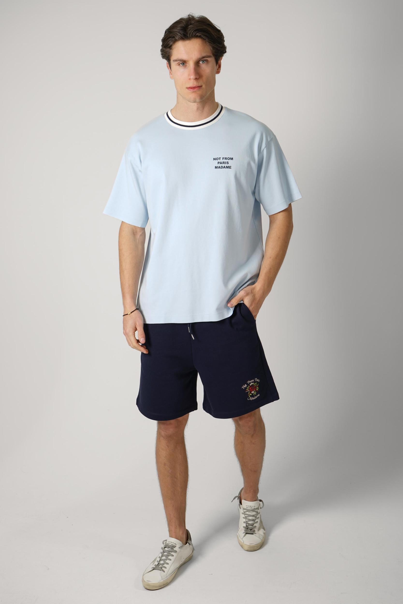 Drôle De Monsieur T-Shirt Slogan Sport Light Blue
