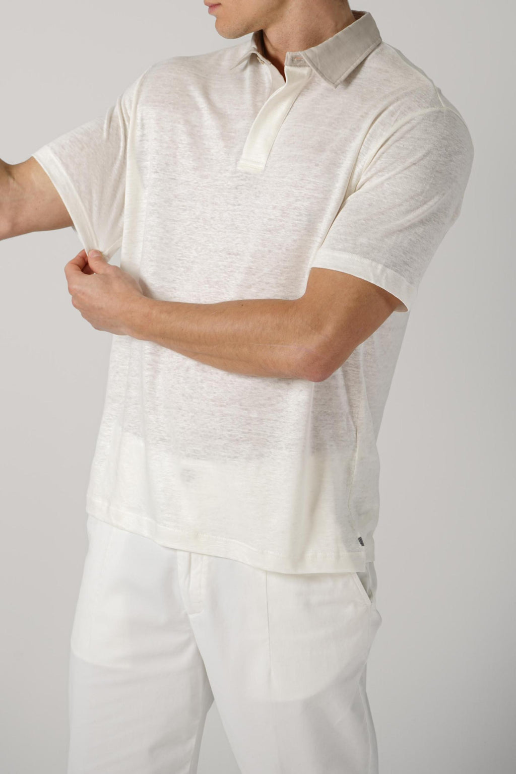 Eleventy Linen Polo Off White/Beige