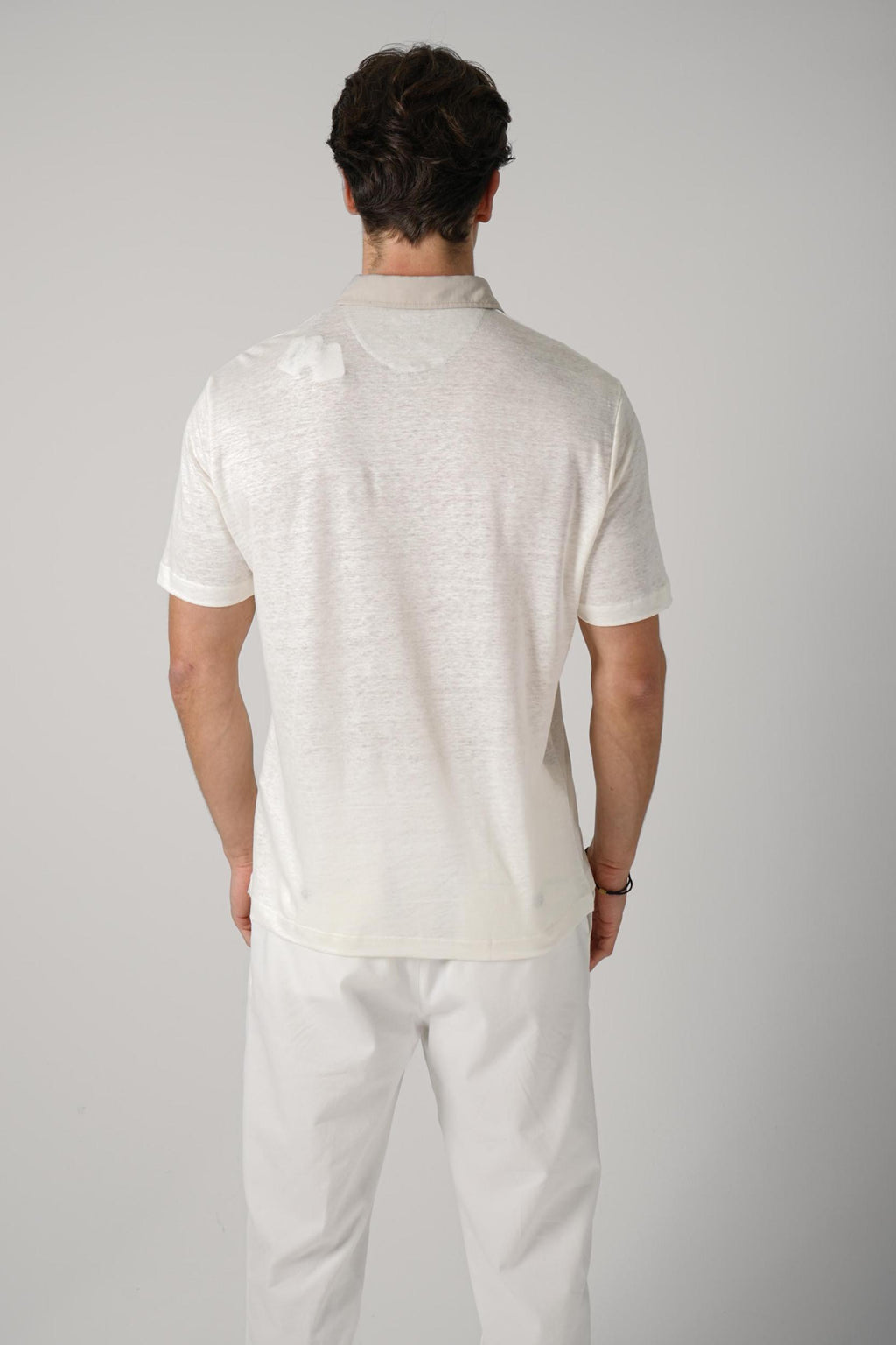 Eleventy Linen Polo Off White/Beige