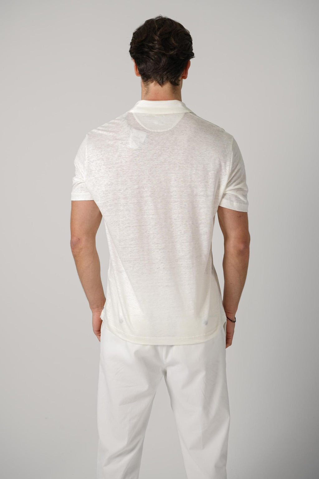 Eleventy Linen Polo Off White