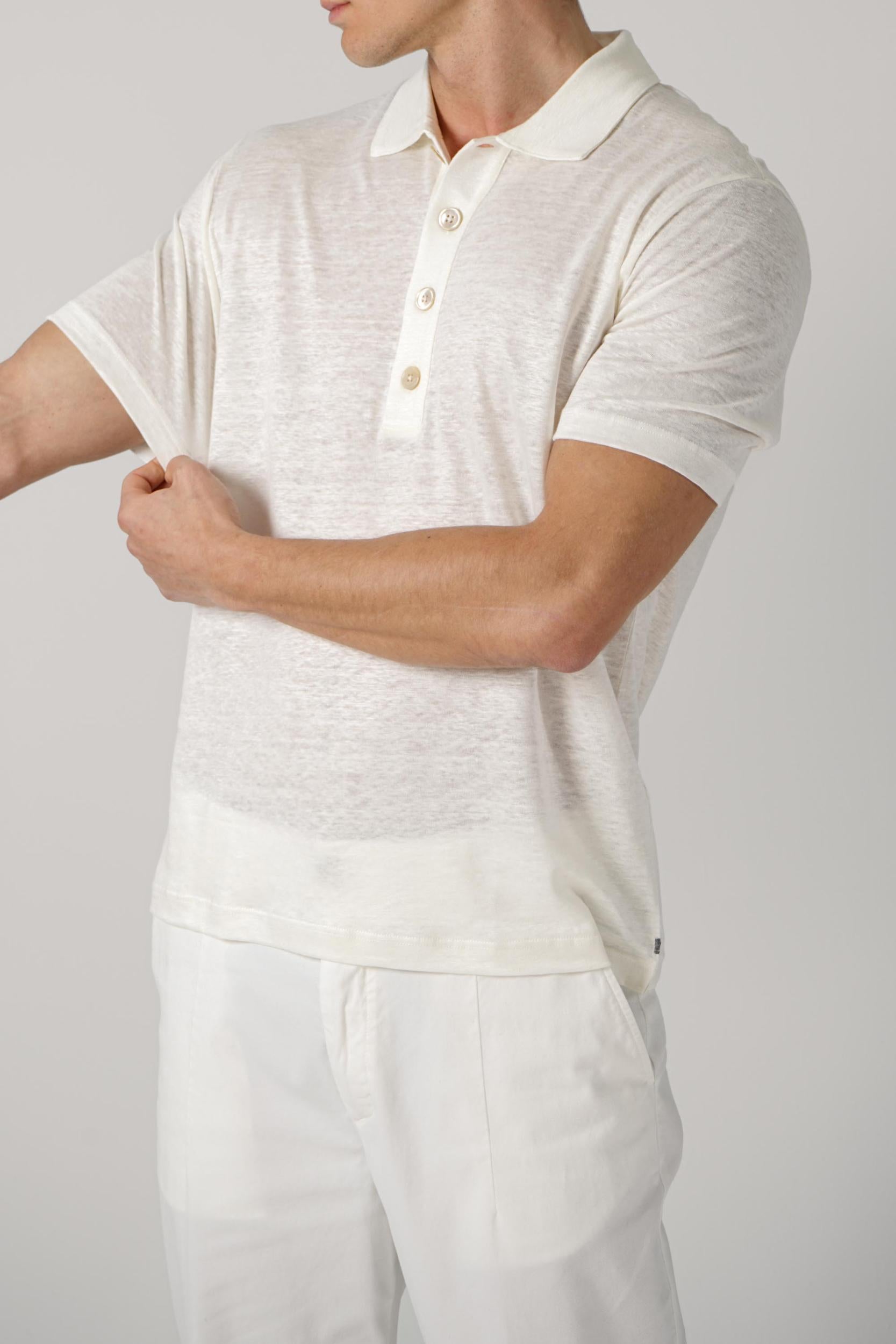 Eleventy Linen Polo Off White