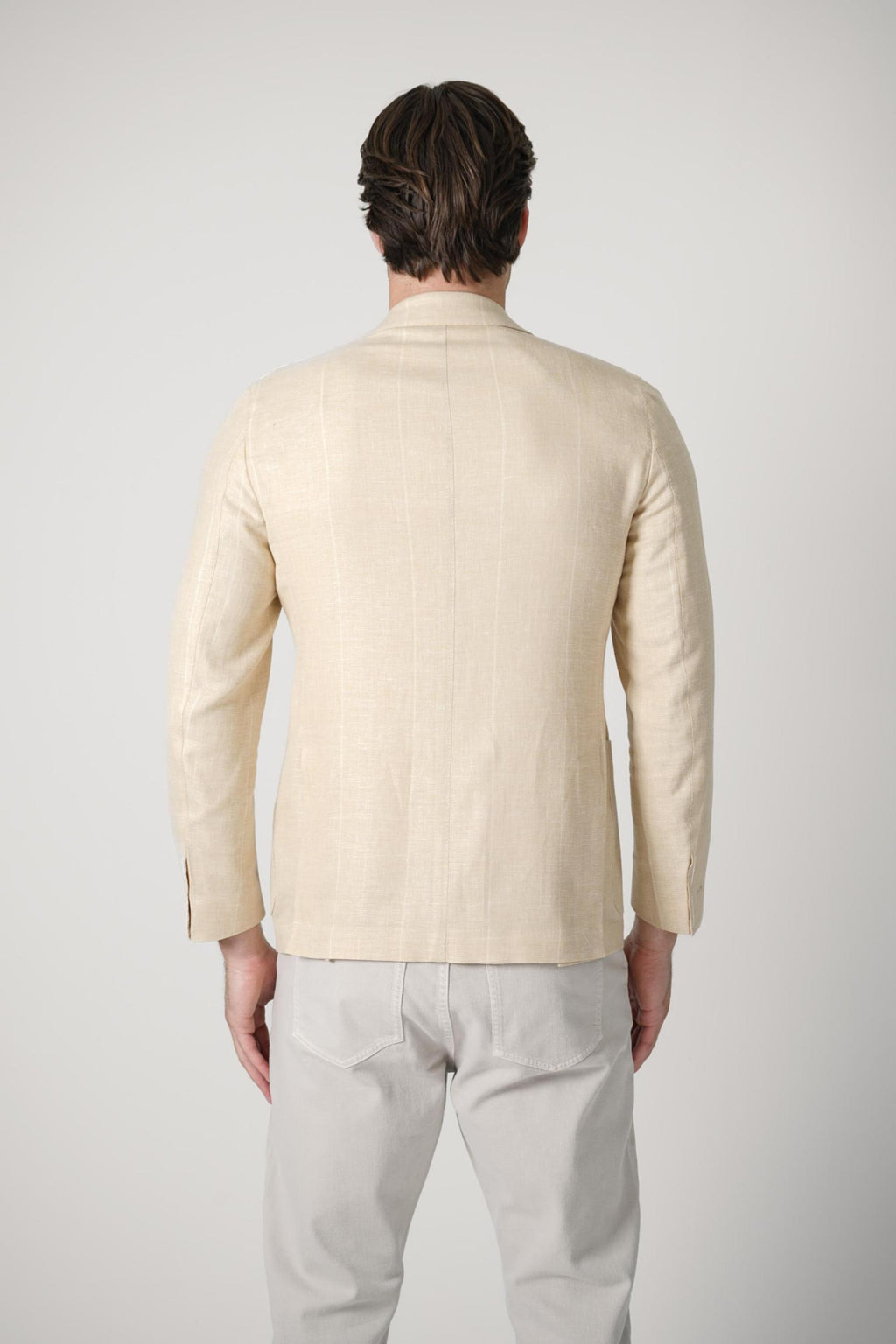 Eleventy Single Breasted Linen Wool Silk Jacket Beige