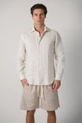 Eleventy Striped Overshirt Grey/Off White