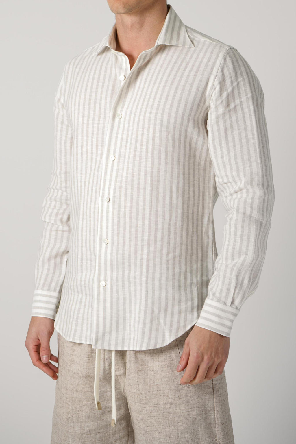 Eleventy Striped Overshirt Grey/Off White
