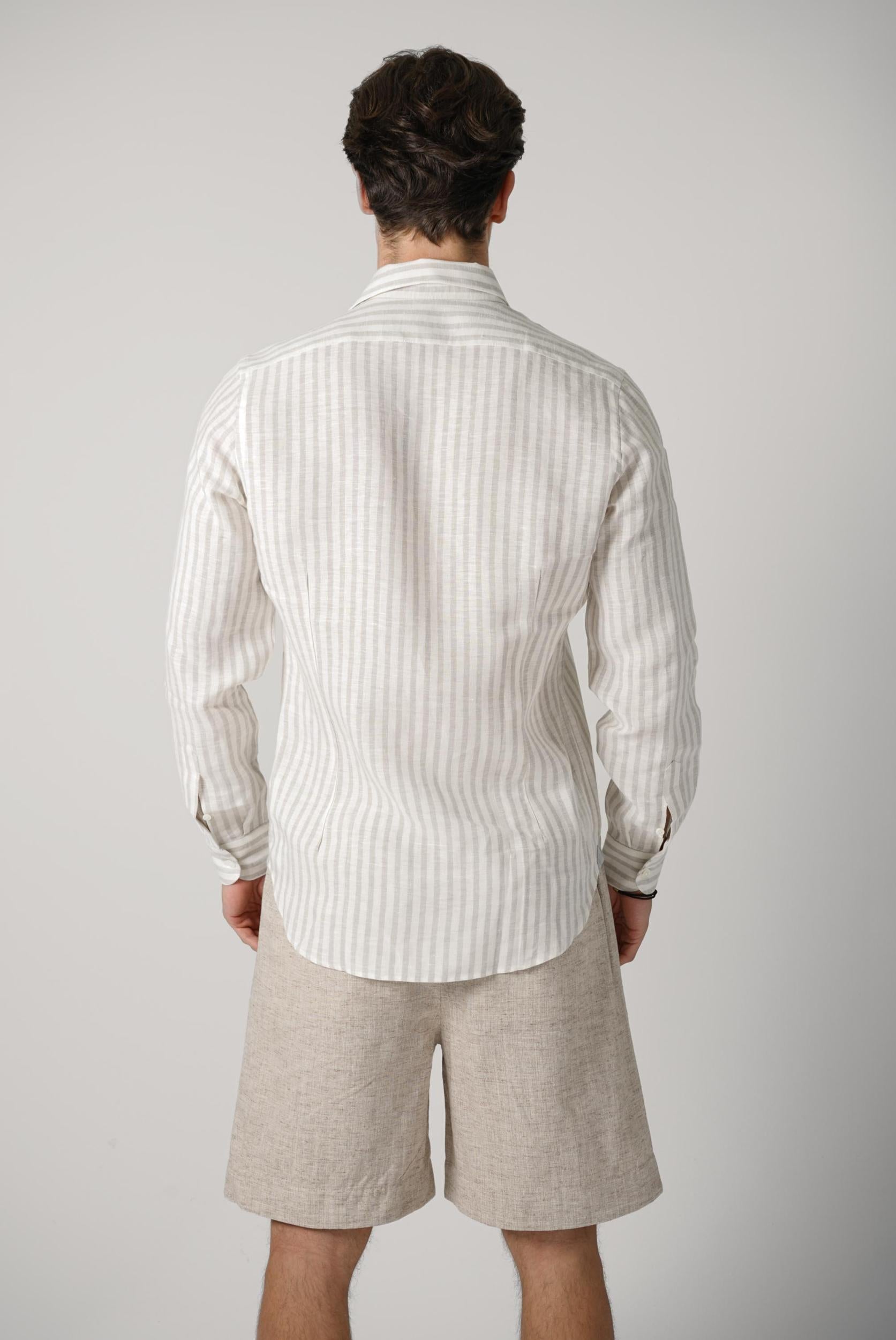 Eleventy Striped Overshirt Grey/Off White