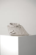Eton X-Large Washed Linen Striped Shirt Beige