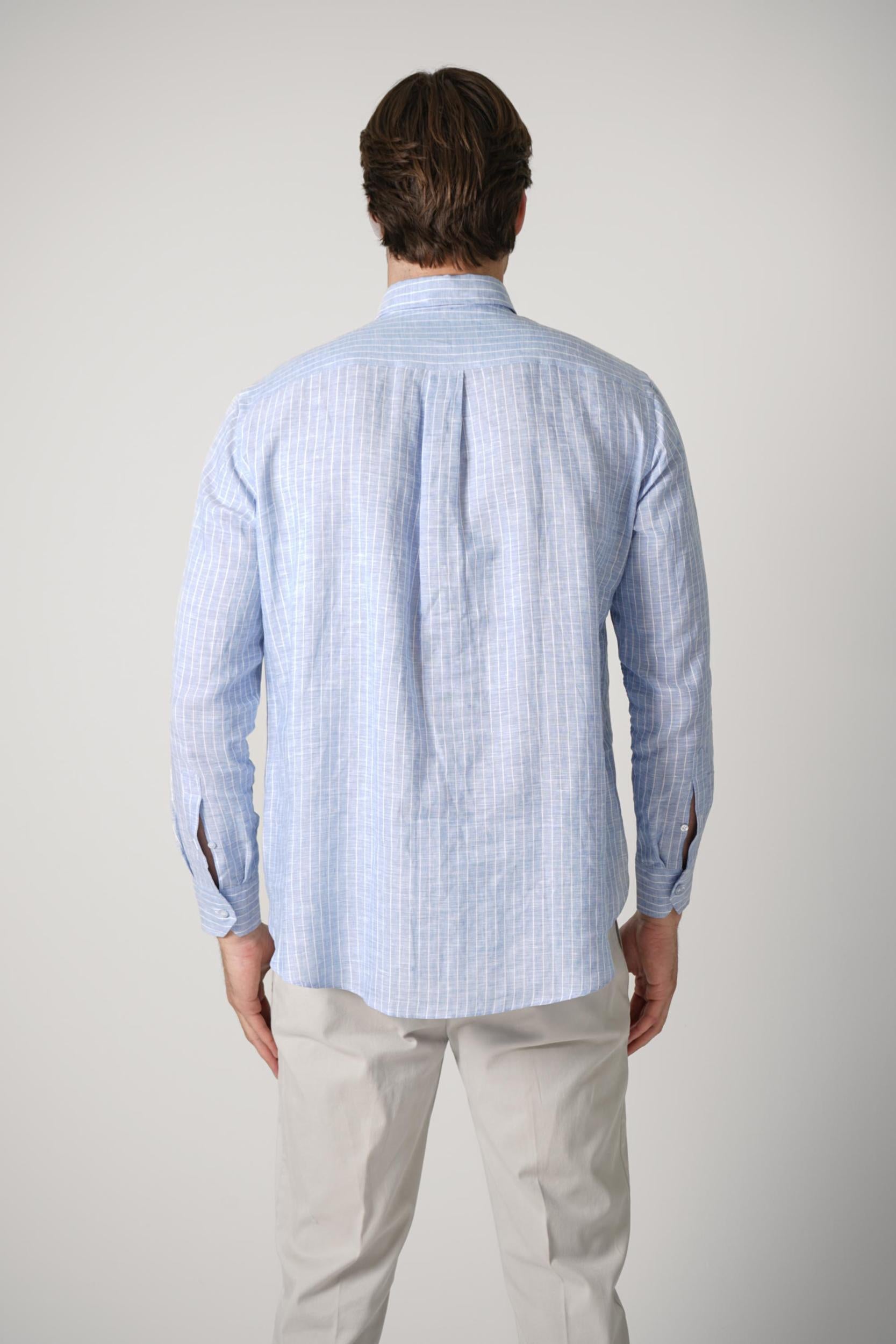 Etro Linen Striped Overshirt Blue