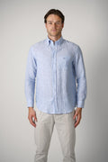 Etro Linen Striped Overshirt Blue