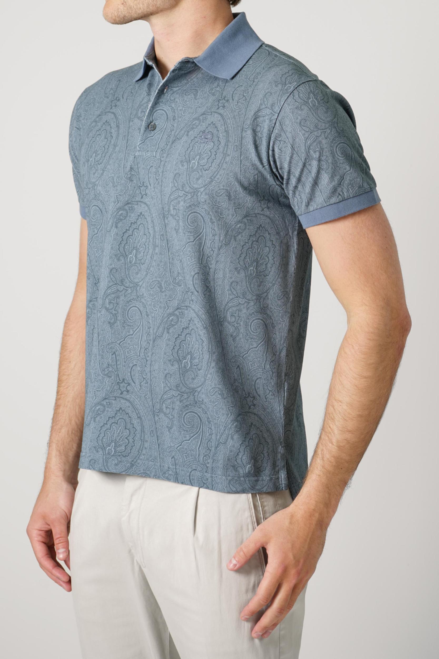 Etro Paisley Print Polo Shirt Blue
