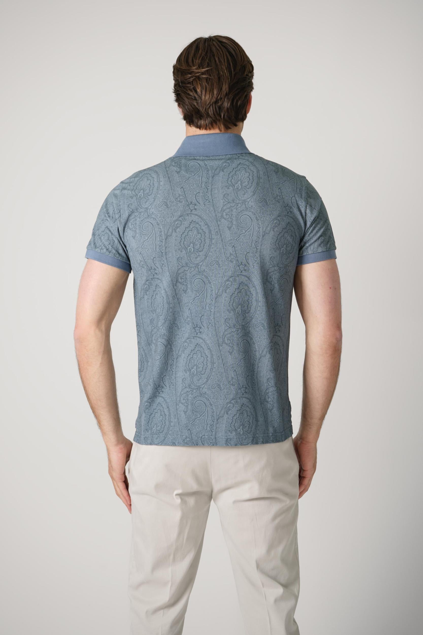 Etro Paisley Print Polo Shirt Blue