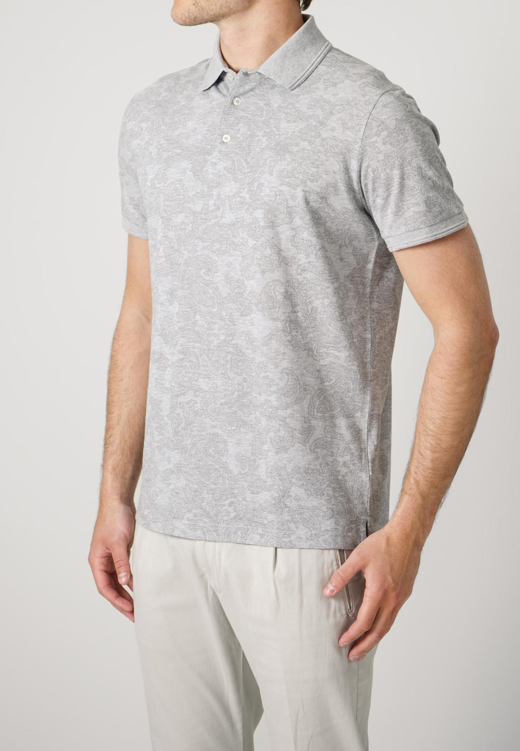 Etro Paisley Print Polo Shirt Grey