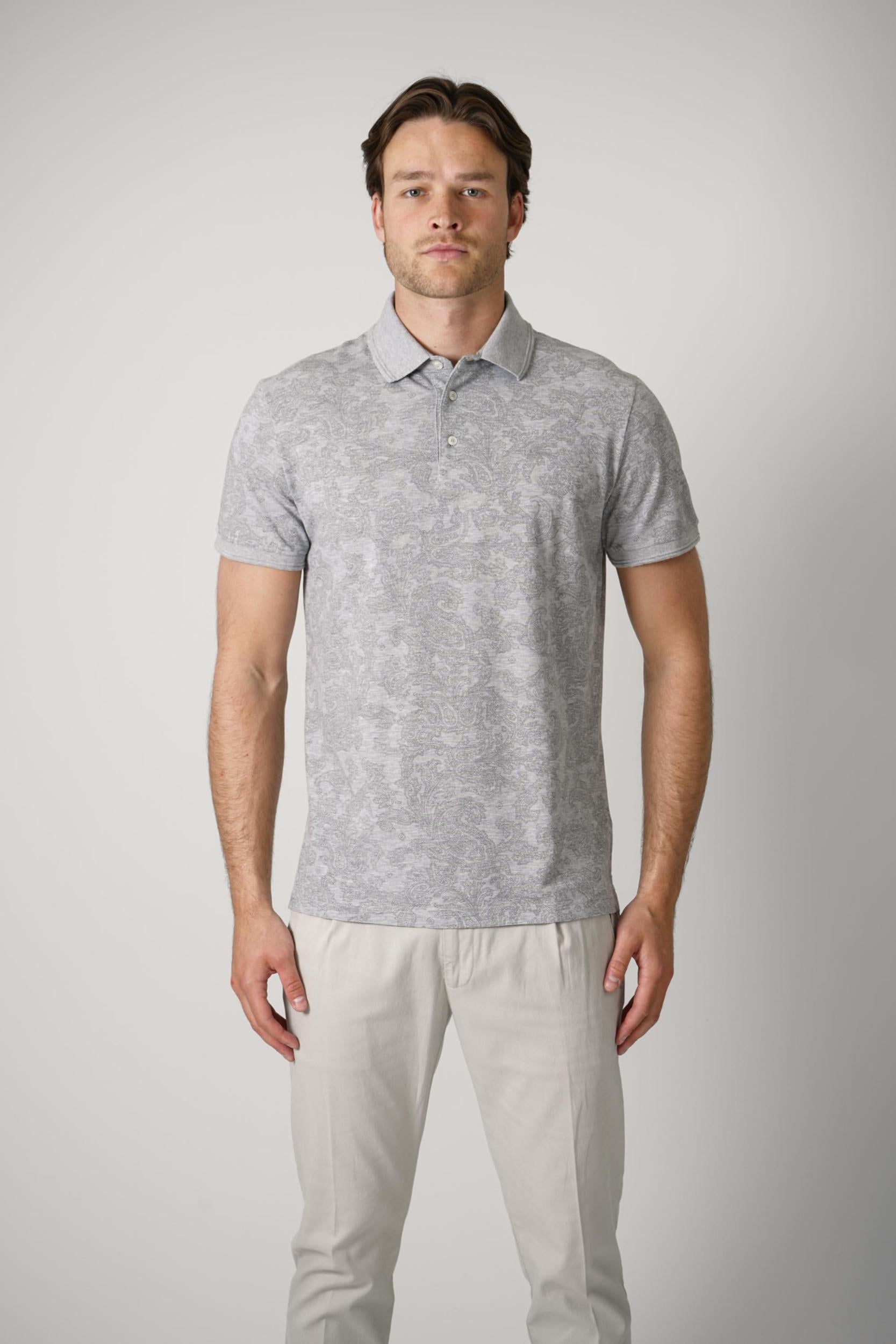 Etro Paisley Print Polo Shirt Grey