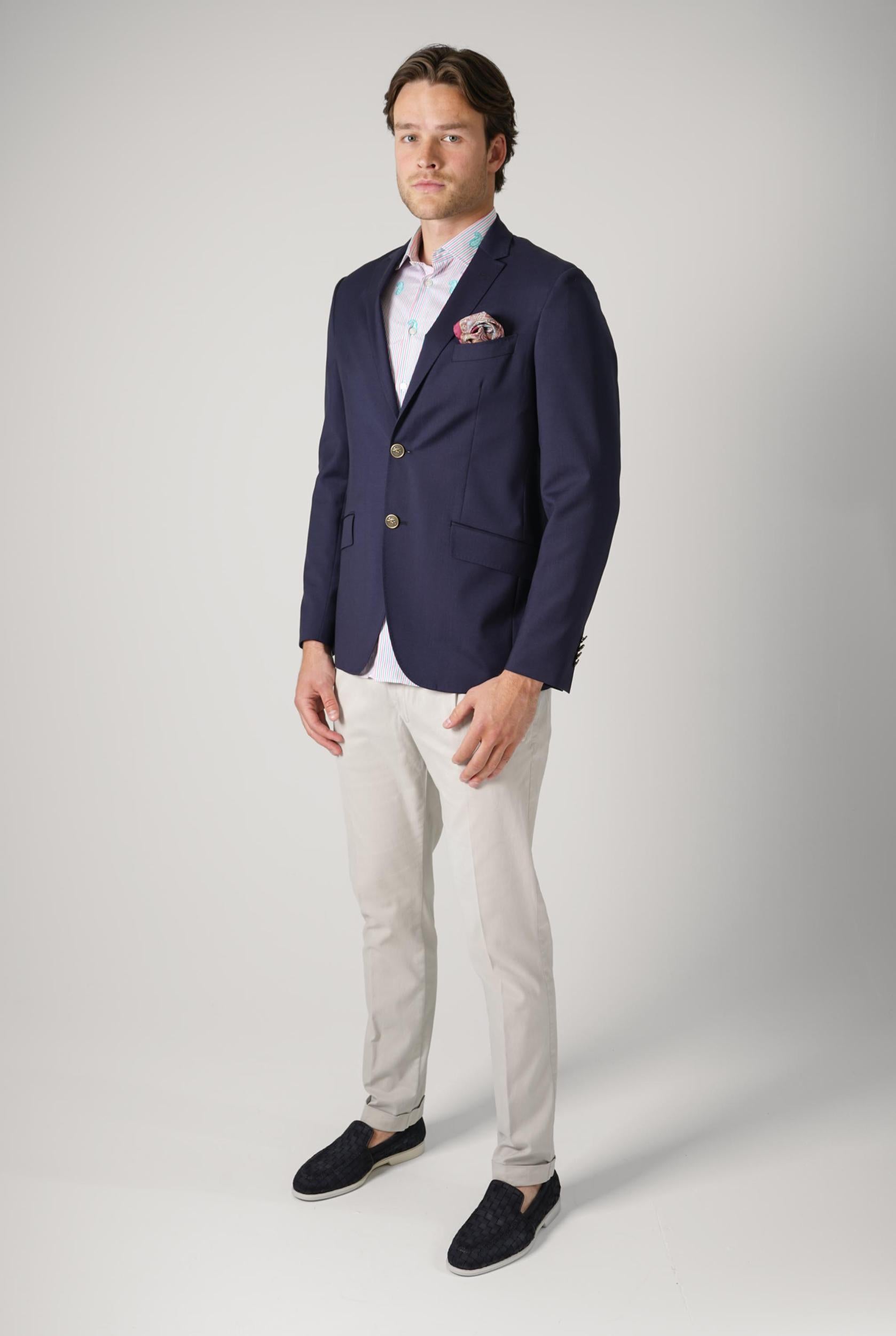 Etro Single Breasted Wool Jacket Navy