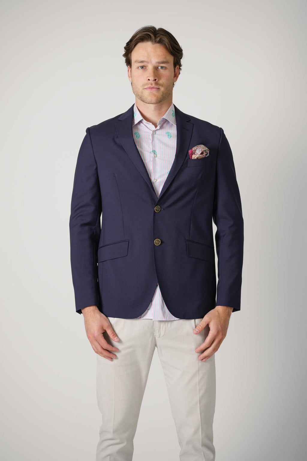 Etro Single Breasted Wool Jacket Navy